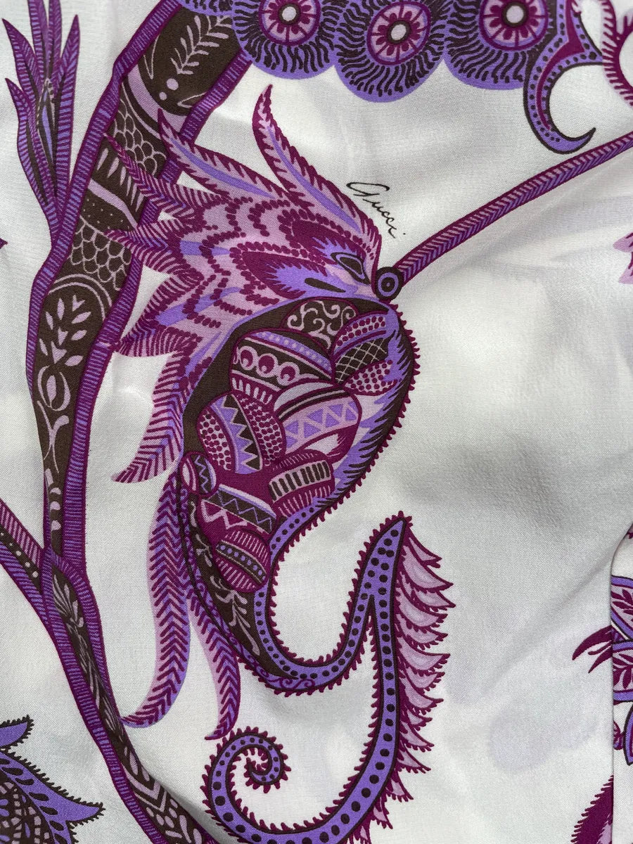 SS2012 Gucci White & Purple Silk Paisley Print Pants by Frida Giannini iWCbgauZ 7