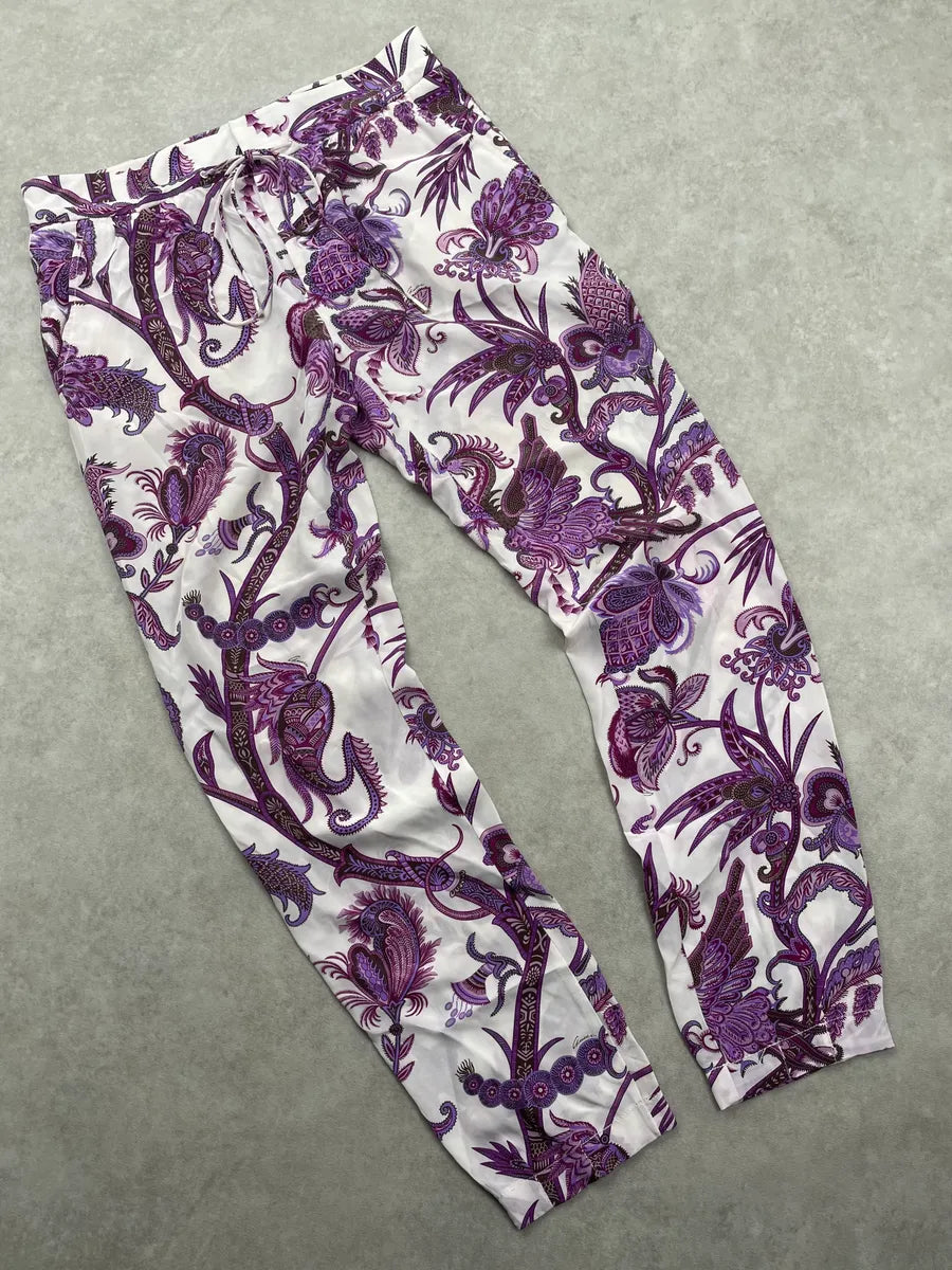 SS2012 Gucci White & Purple Silk Paisley Print Pants by Frida Giannini iWCbgauZ 5