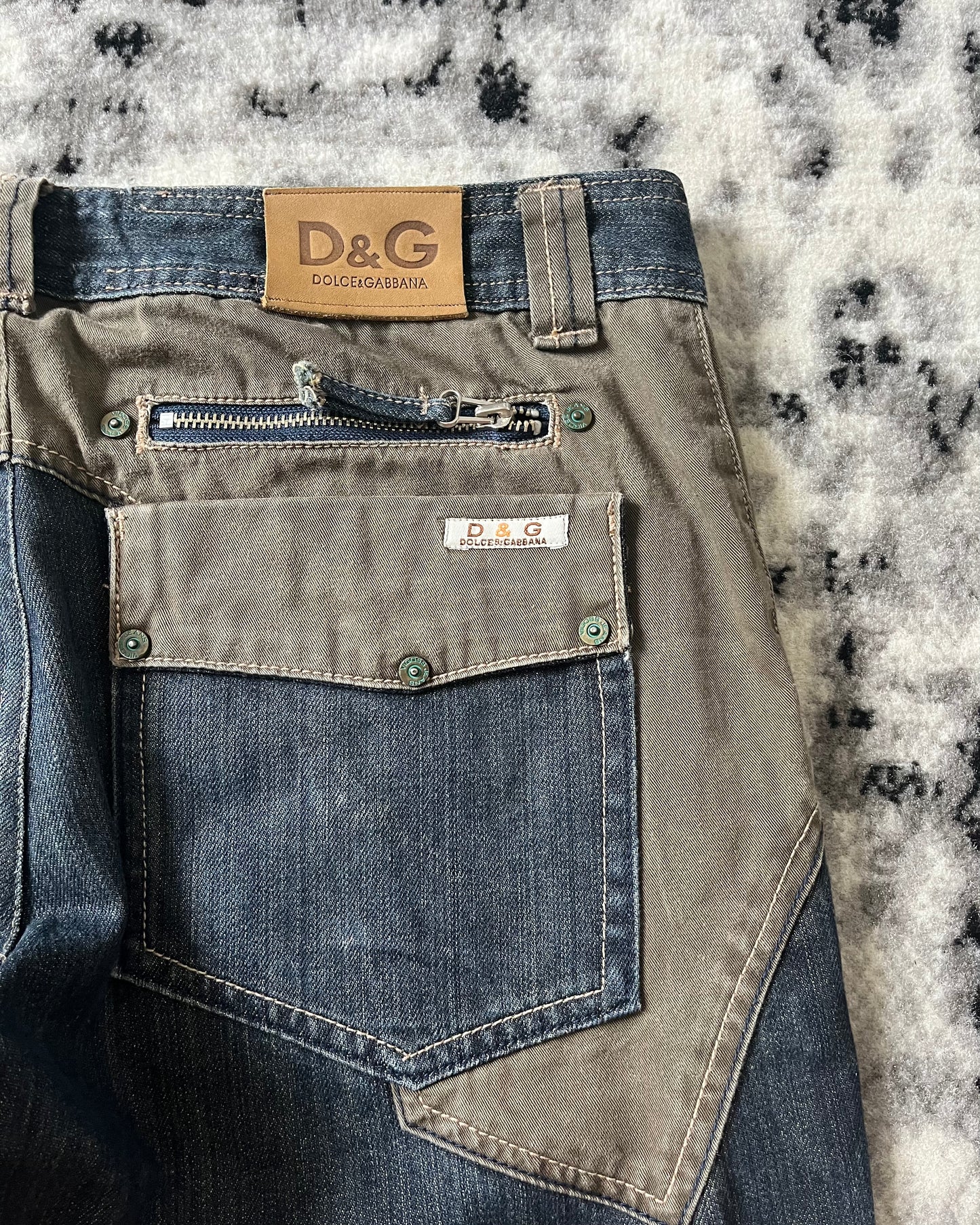 00 年代 Dolce &amp; Gabbana Brigade 军事牛仔布 (L)