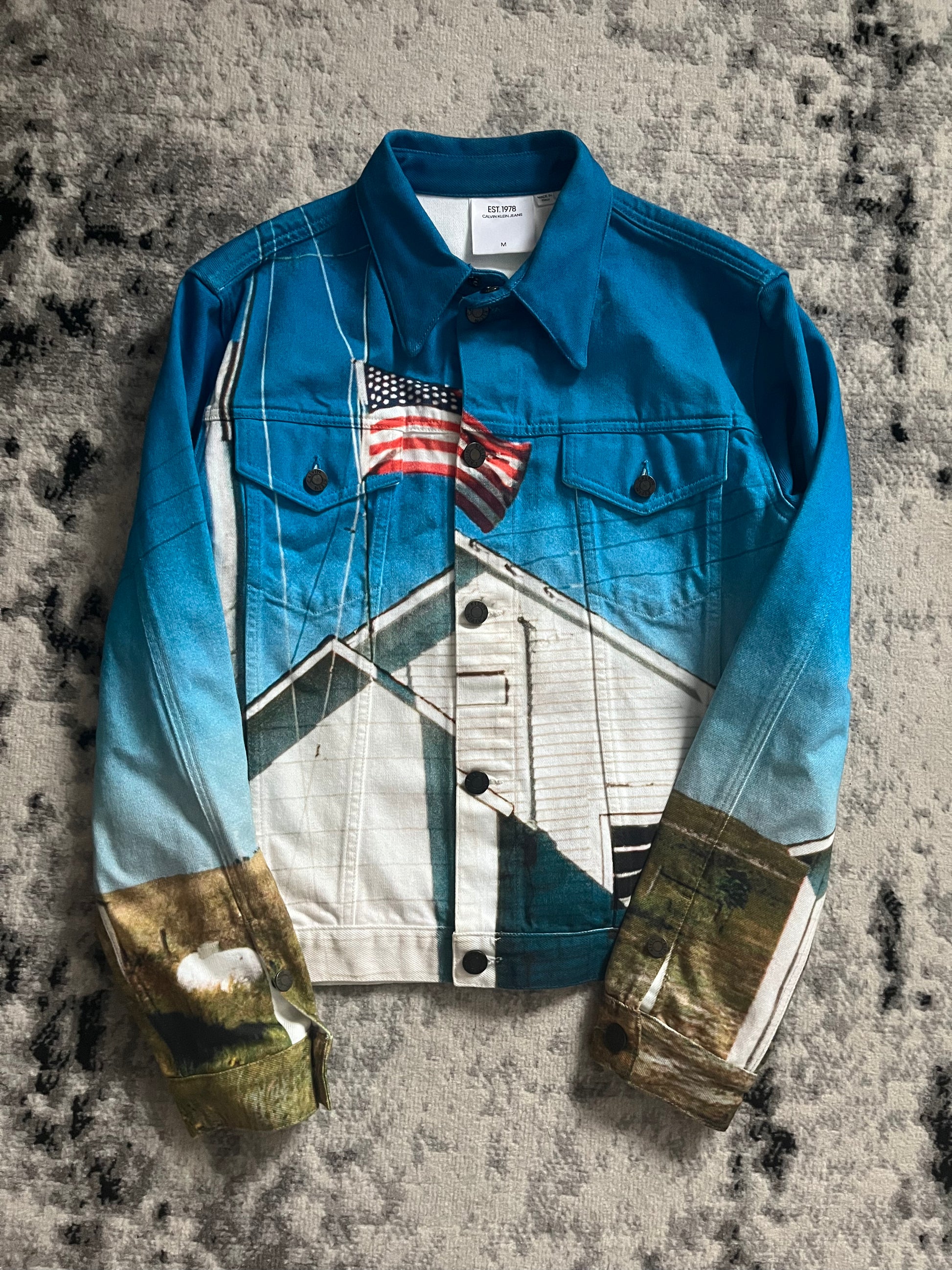 Calvin Klein 205W39NYC American Landscape Denim Trucker Jacket M Dolce Vita Hub