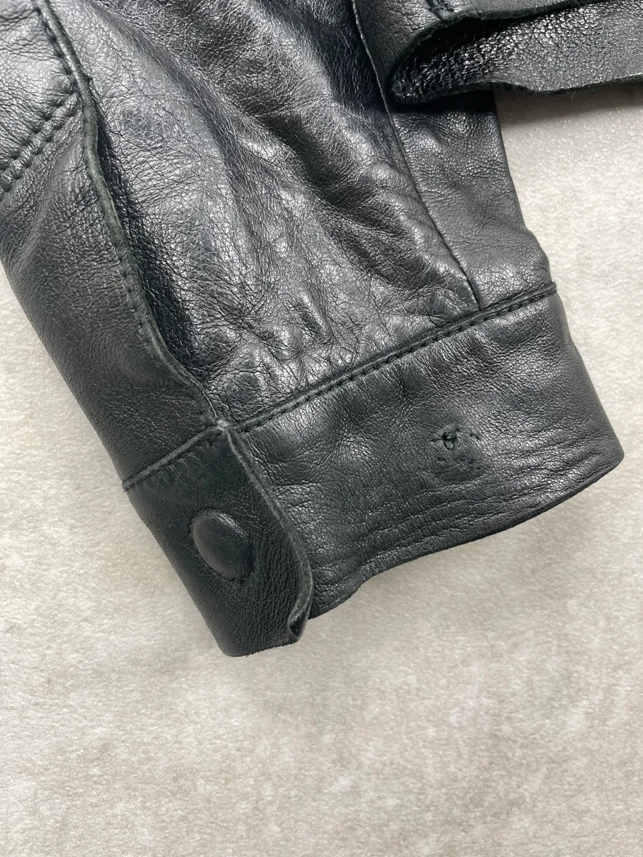 SS2013 Emporio Armani Black Leather Zip-Front Leather Jacket xwlzxpas 9