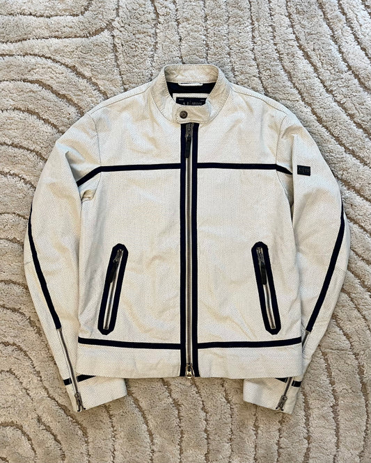 00s Armani Navy cross leather jacket (S/M)