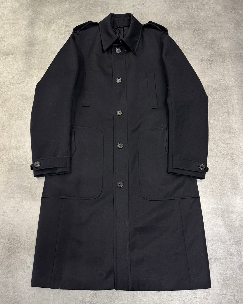 2000s Prada Black Wool Trench Coat (OS)