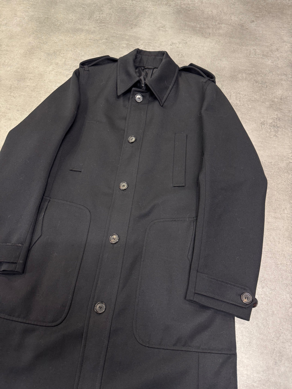 2000s Prada Black Wool Trench Coat (OS)