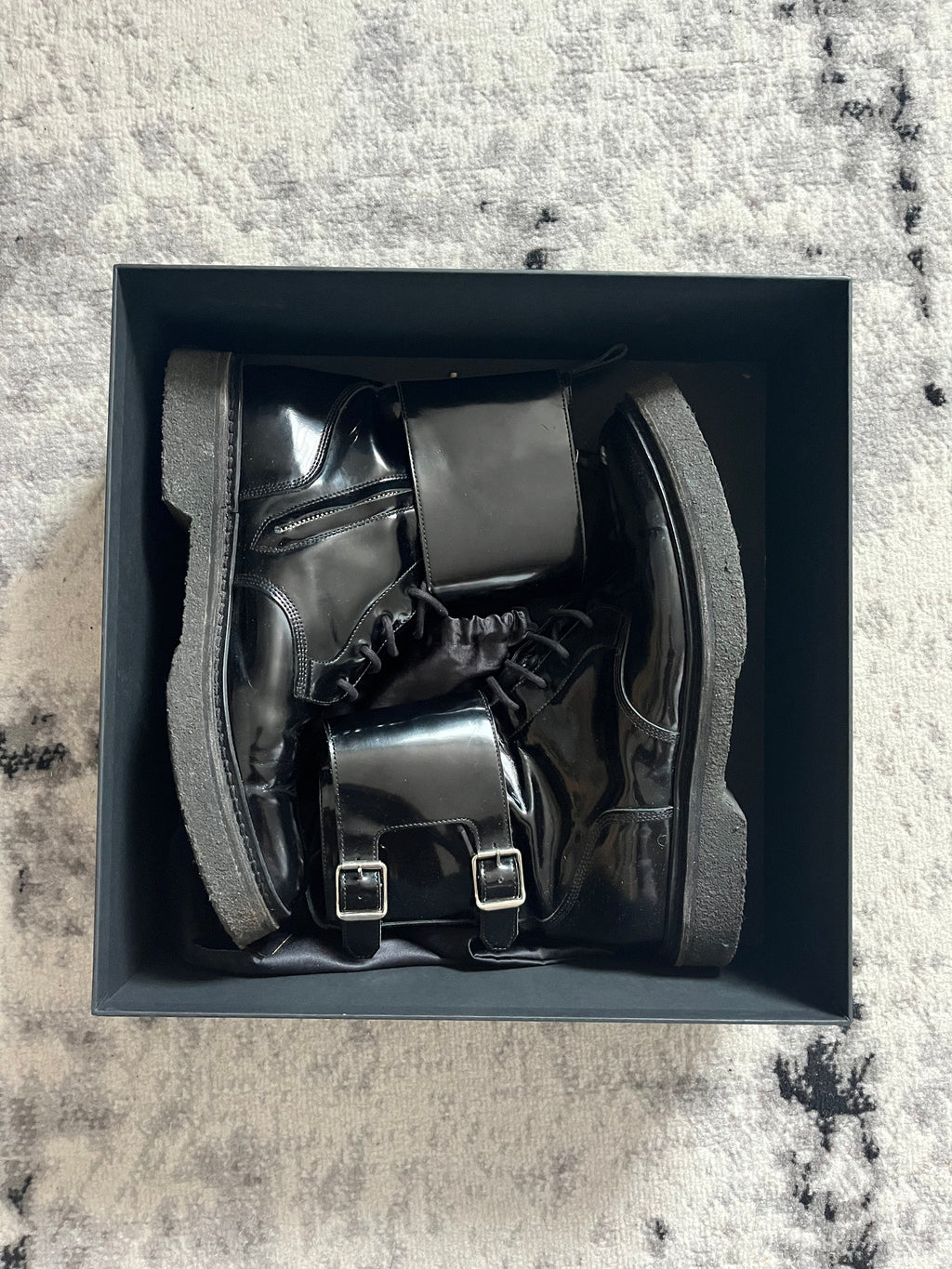 AW2015 Balmain x H&amp;M ブラック レザー ブーツ (45eu/us11,5)
