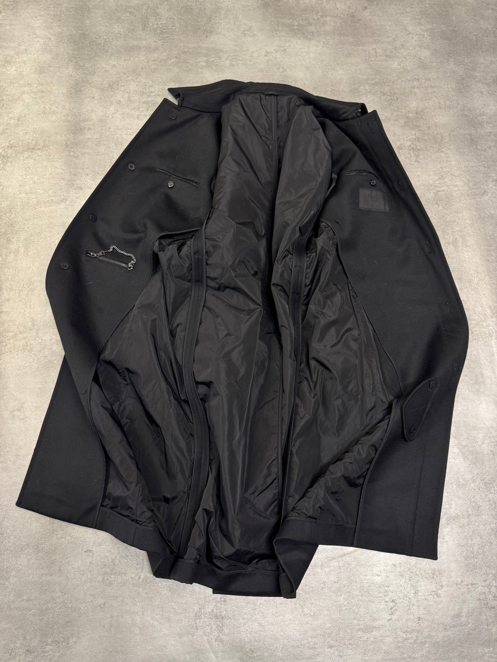 2000s Prada Black Wool Trench Coat (OS)