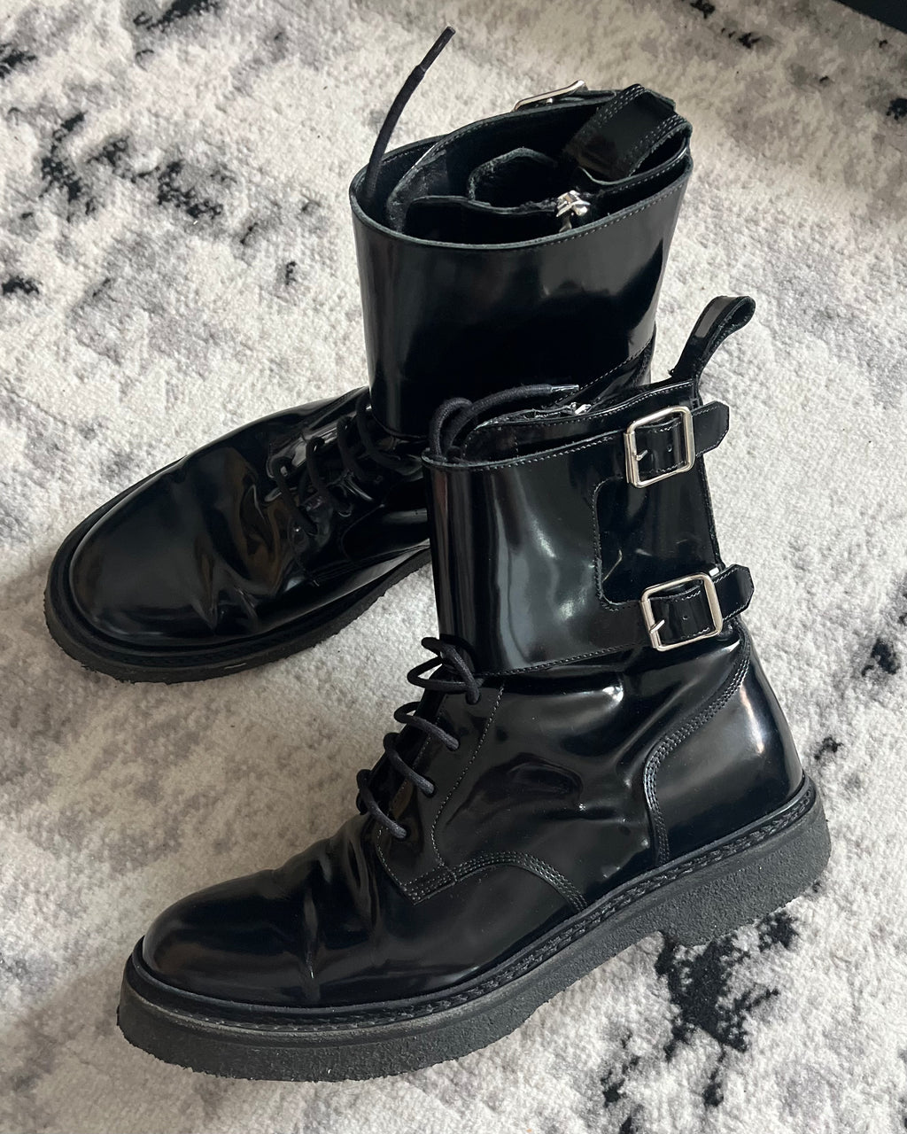 AW2015 Balmain x H&amp;M ブラック レザー ブーツ (45eu/us11,5)