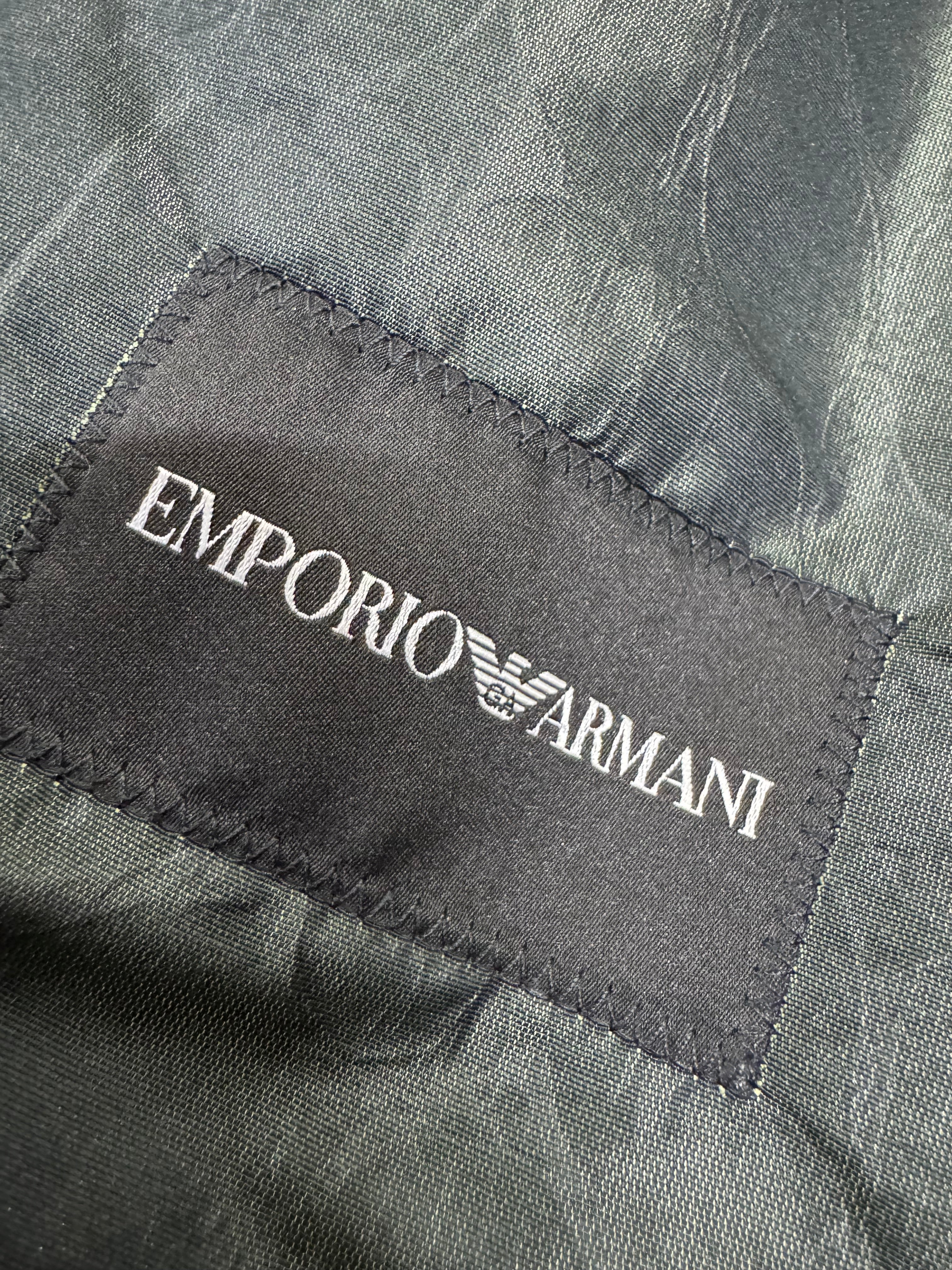 2000s Emporio Armani Shiny Olive Crocodile Effect Light Trench Coat (M)