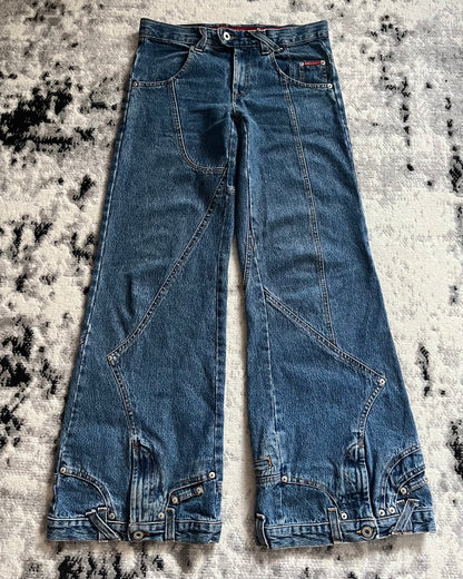 AW2003 Dolce & Gabbana Flared Trompe L'oeil Jeans (S)