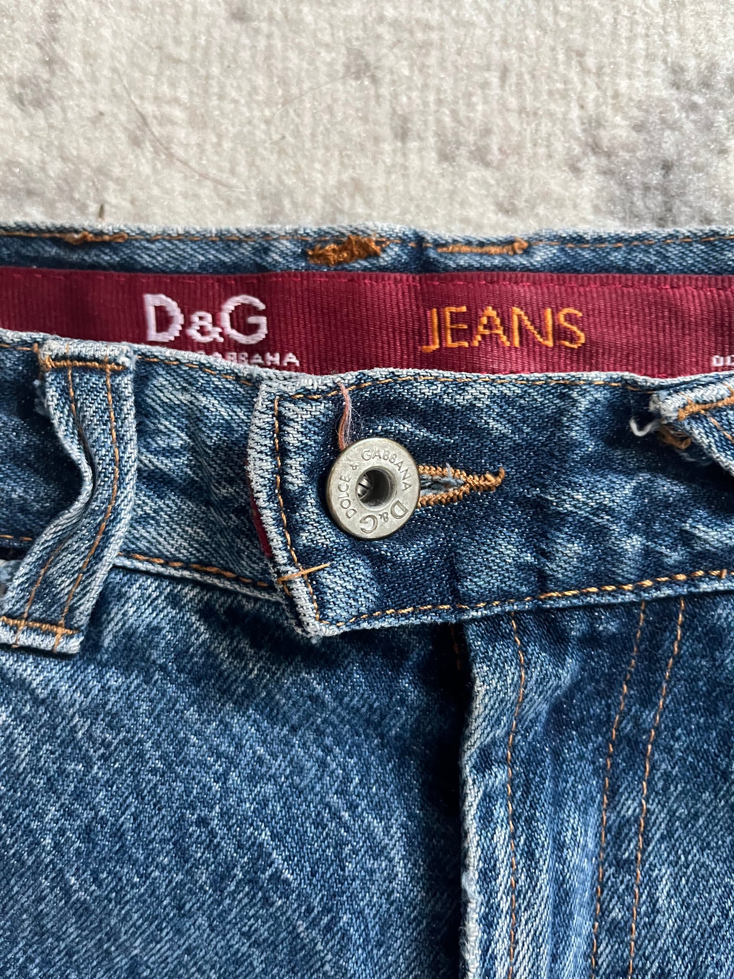 AW2003 Dolce & Gabbana Flared Trompe L'oeil Jeans (S)