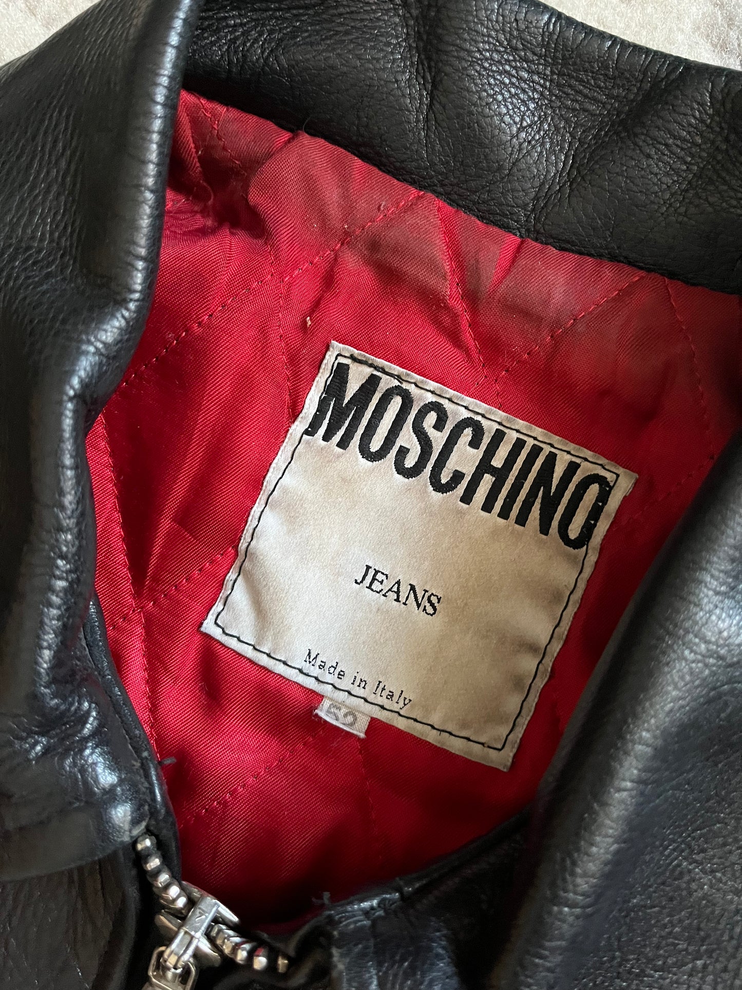 90s Moschino Premium Biker Leather Jacket (L)