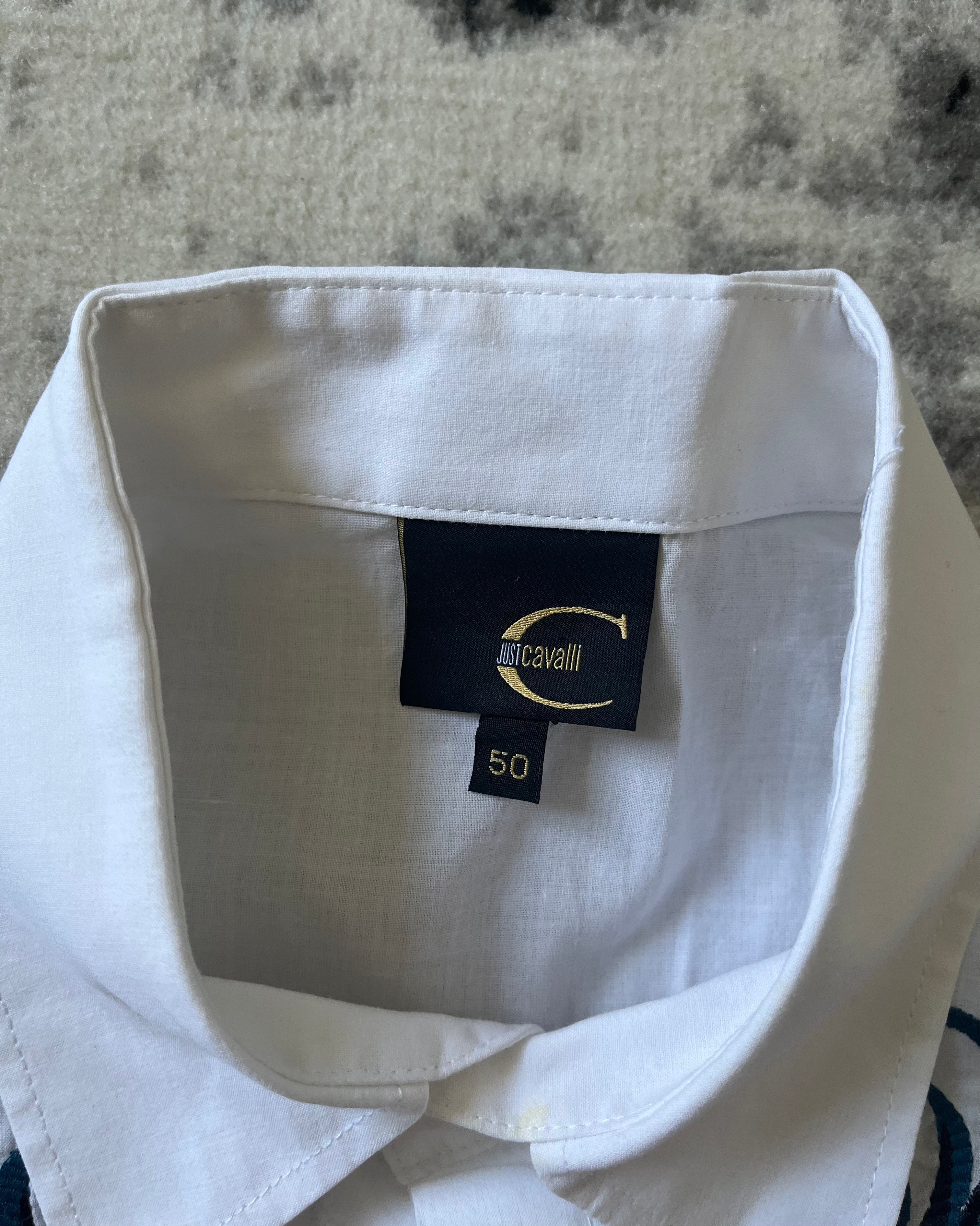 00s Just Cavalli エレガント花柄刺繍シャツ (M)