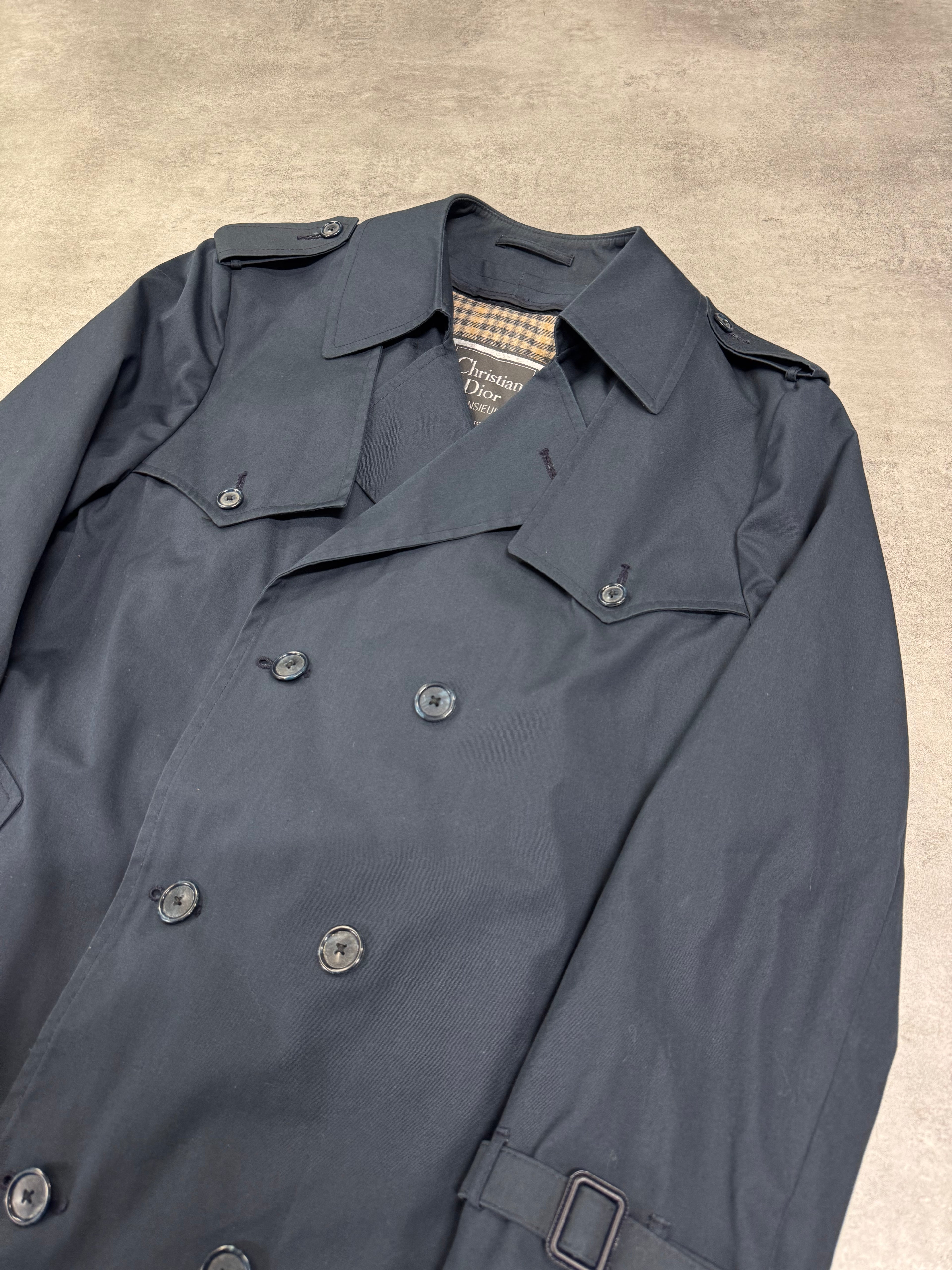 1980s Christian Dior Navy Trench Coat (M/L)