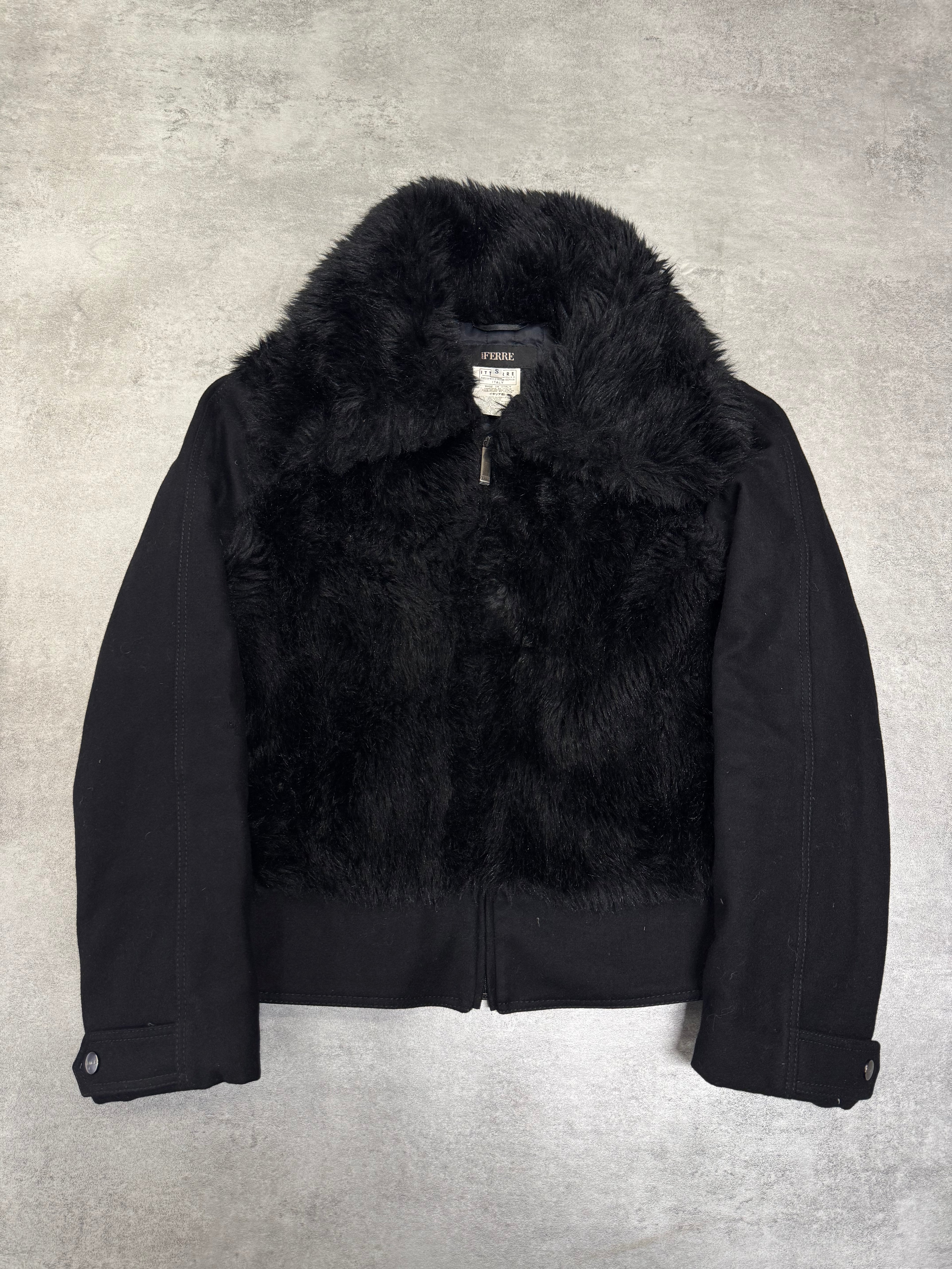 2000s Gianfranco Ferré Faux-Fur Black Jacket (OS)