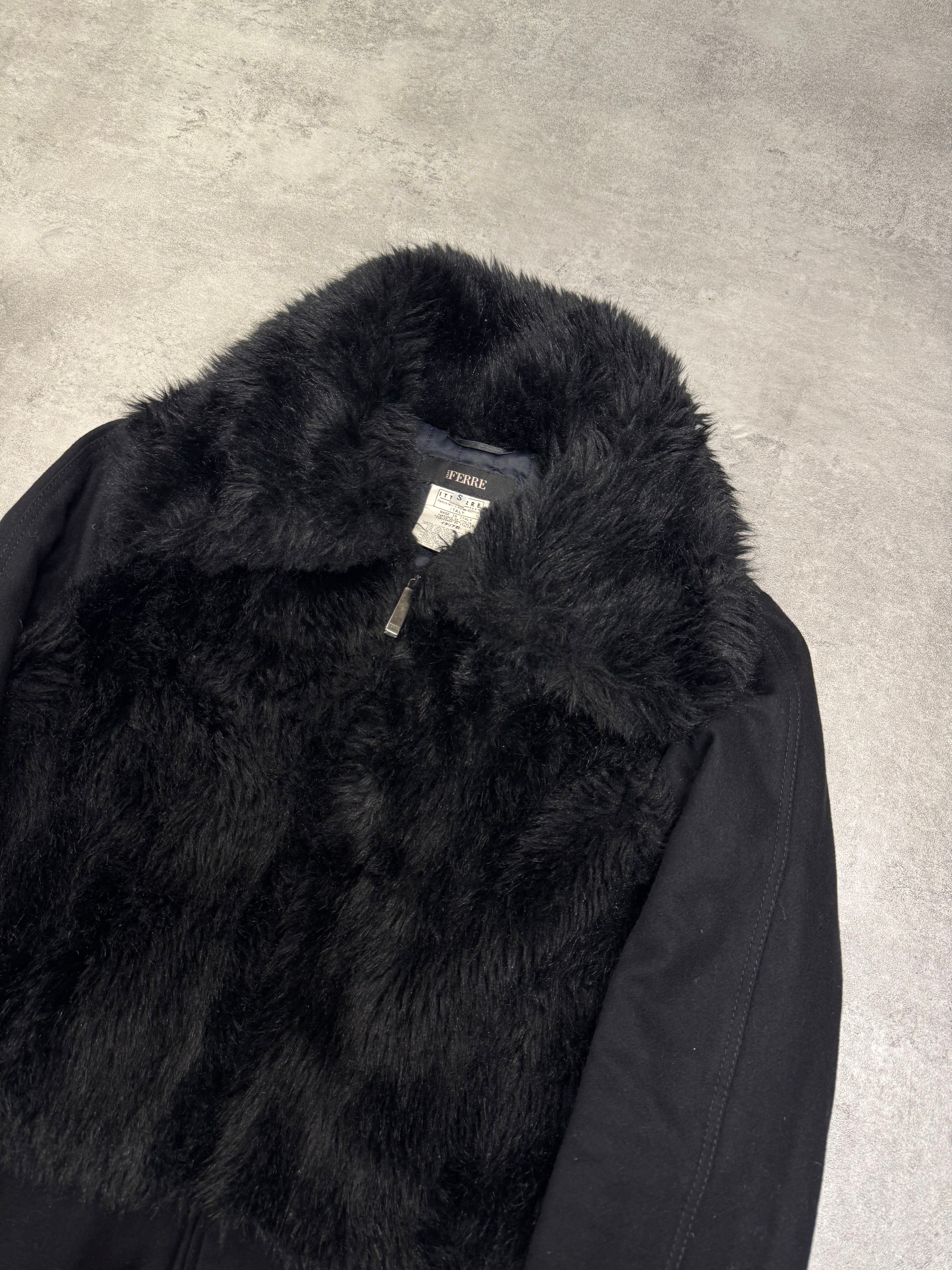 2000s Gianfranco Ferré Faux-Fur Black Jacket (OS)