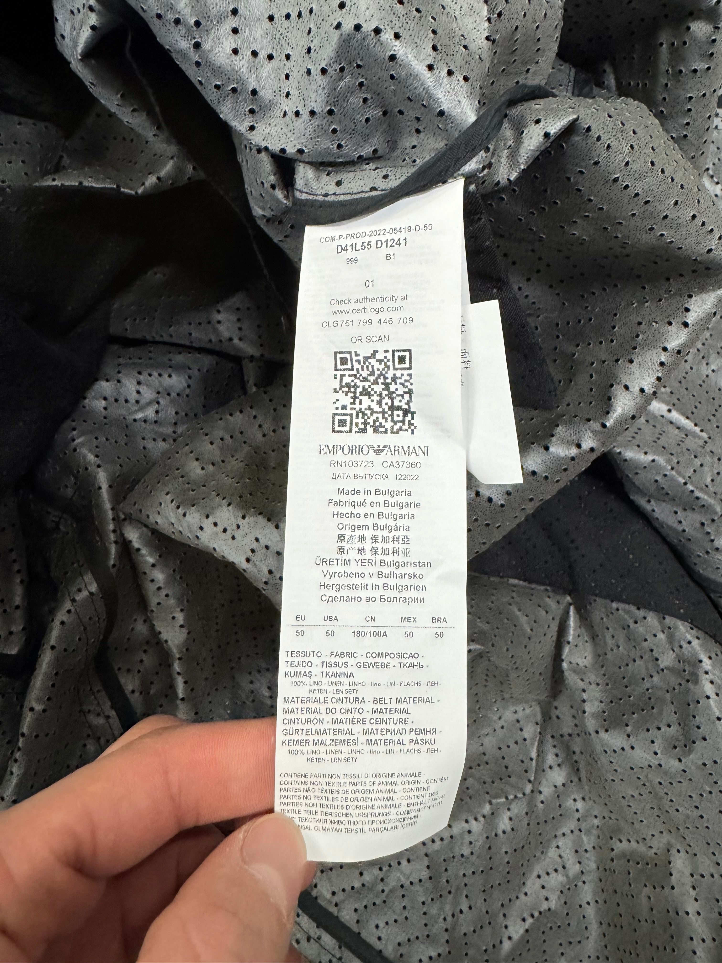 SS2022 Emporio Armani Black Linen Trench Coat (M/L)