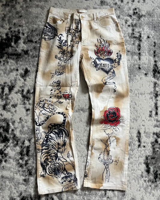 SS2003 Roberto Cavalli Tiger Tattoo Pants (S/M)