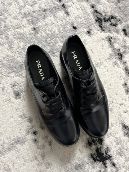 Prada Black Leather Derby Shoes (43eu/us9.5)