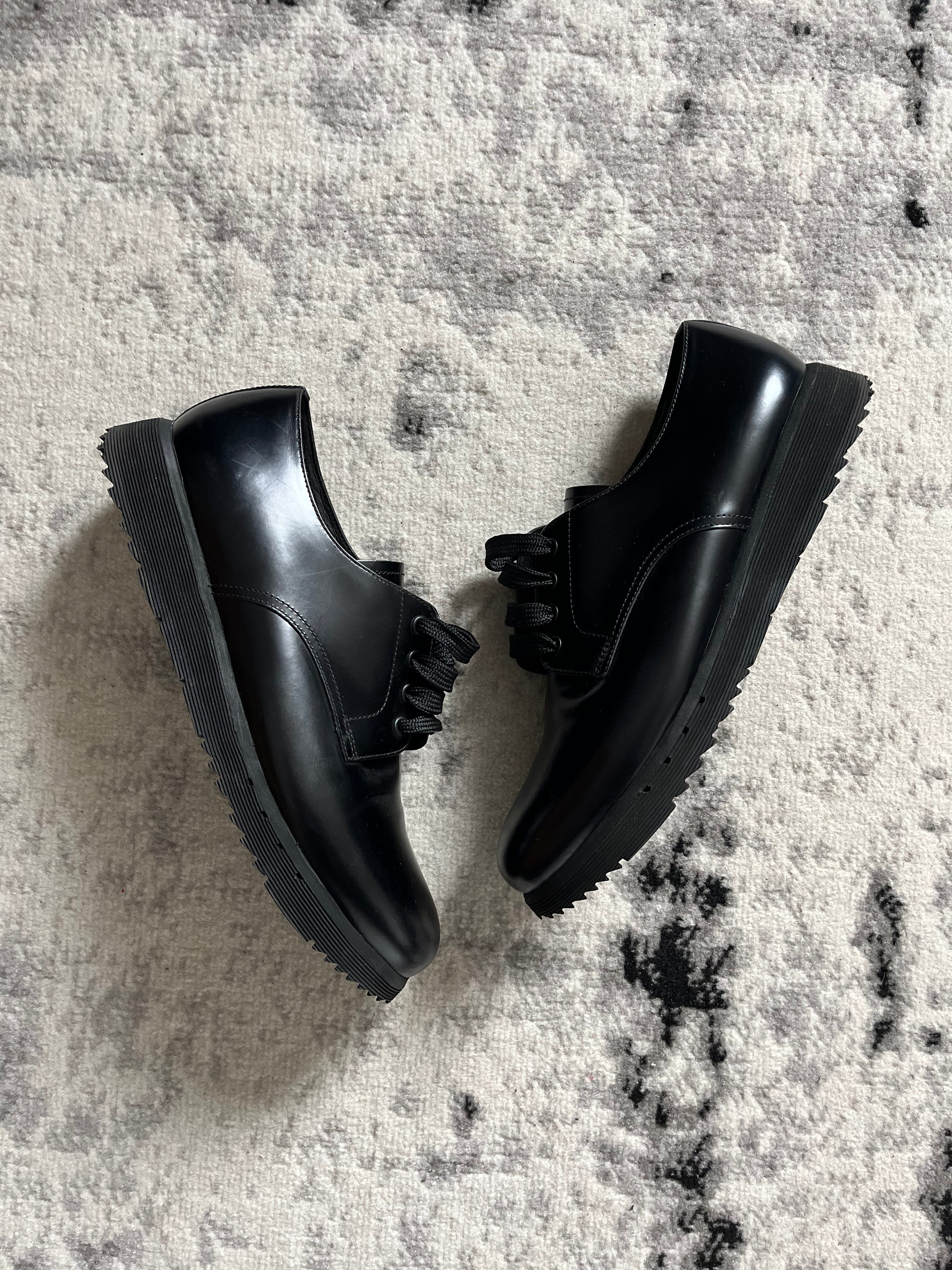 Prada Black Leather Derby Shoes (43eu/us9.5)