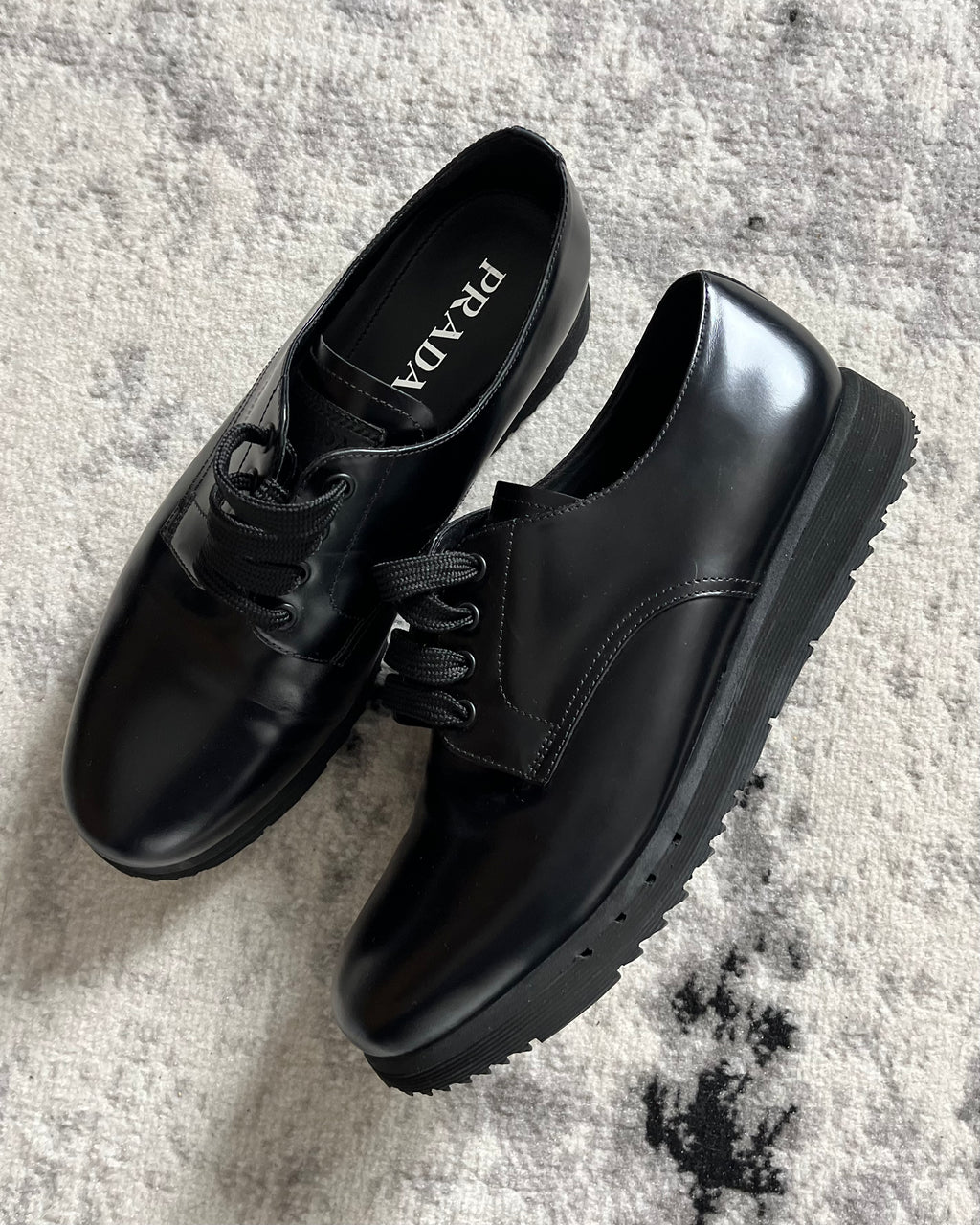 Prada Black Leather Derby Shoes (43eu/us9.5)