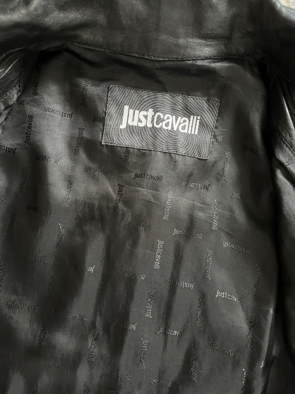 AW2010 Cavalli Structured Black Leather Jacket (M)