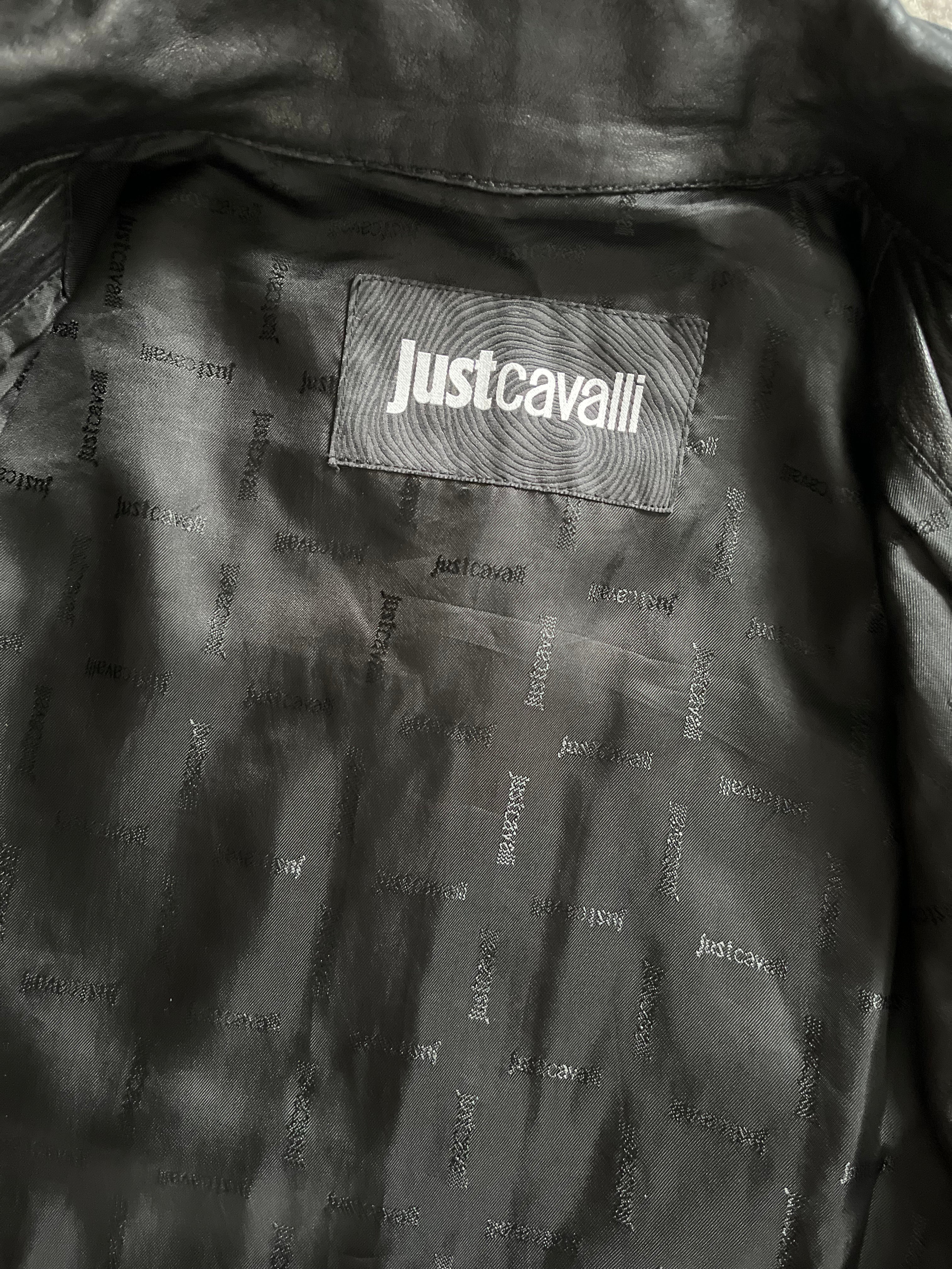 AW2010 Cavalli Structured Black Leather Jacket (M)