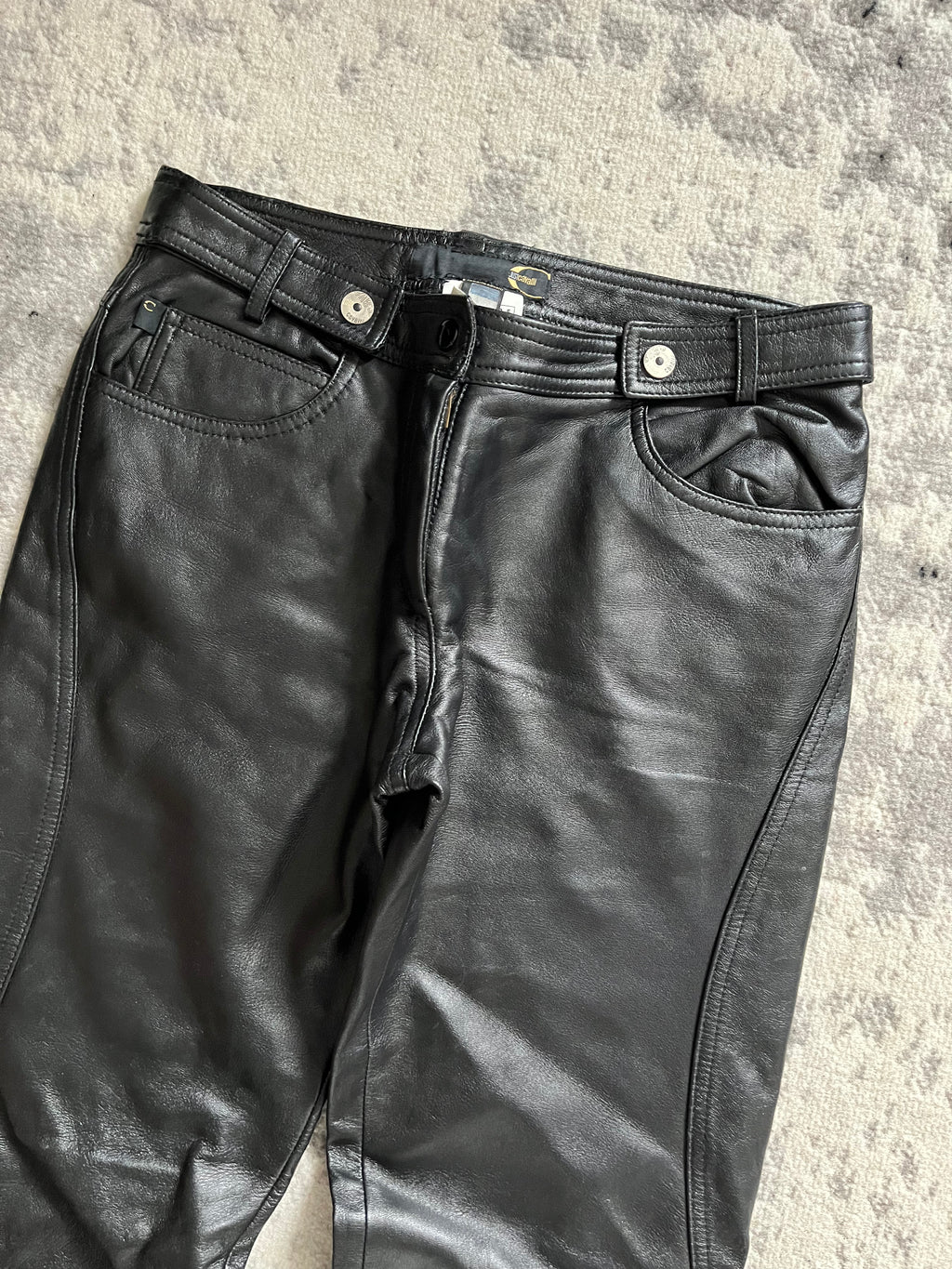 Cavalli Rocker 黑色皮革休闲裤 (S)