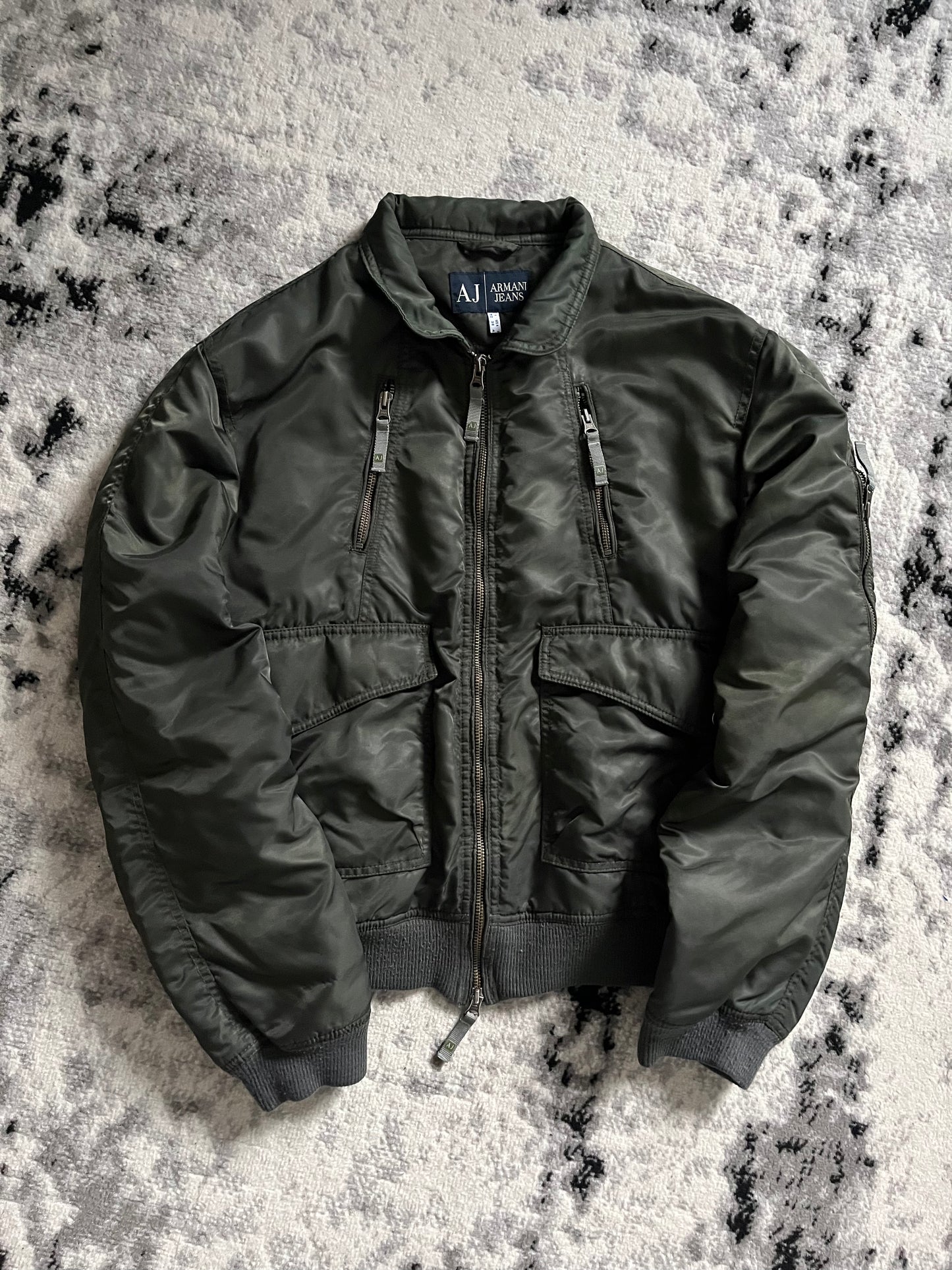 00s Armani Utility Zippers Olive Bomber (S/M)