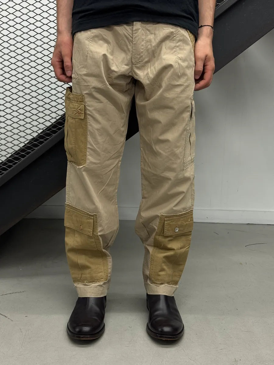 2000s Dolce & Gabbana Beige Contrast Panel Cargo Pants WQwfyqjo 2