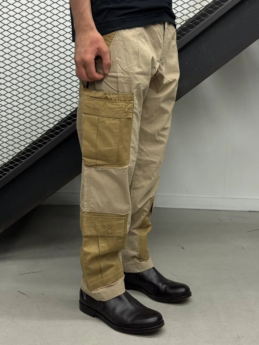 2000s Dolce & Gabbana Beige Contrast Panel Cargo Pants WQwfyqjo 3