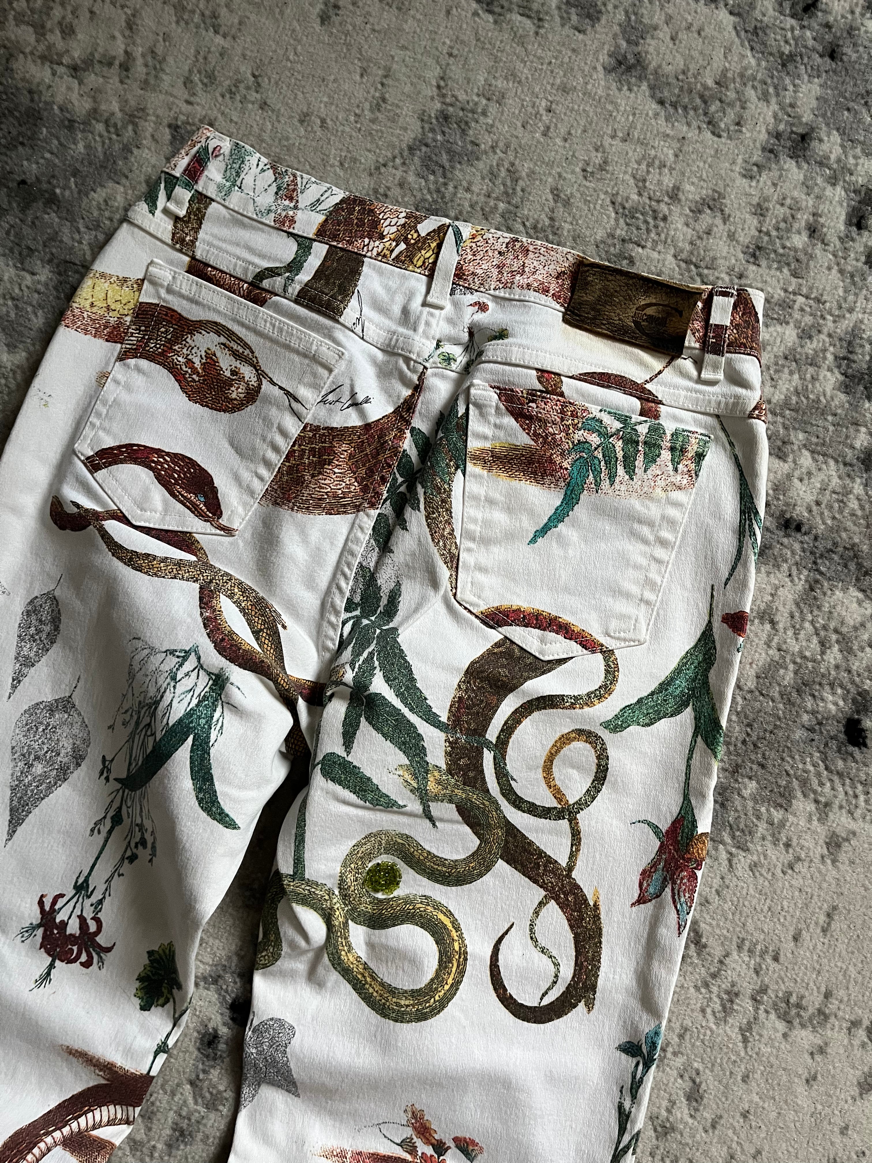 00s Cavalli ホワイト ナチュラル ミステリー パンツ (XS)