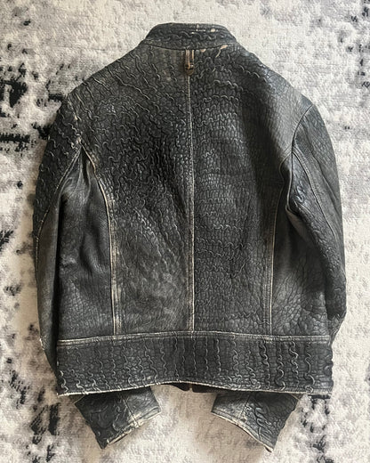 00s Cavalli Scarred Raw Leather Jacket (M)