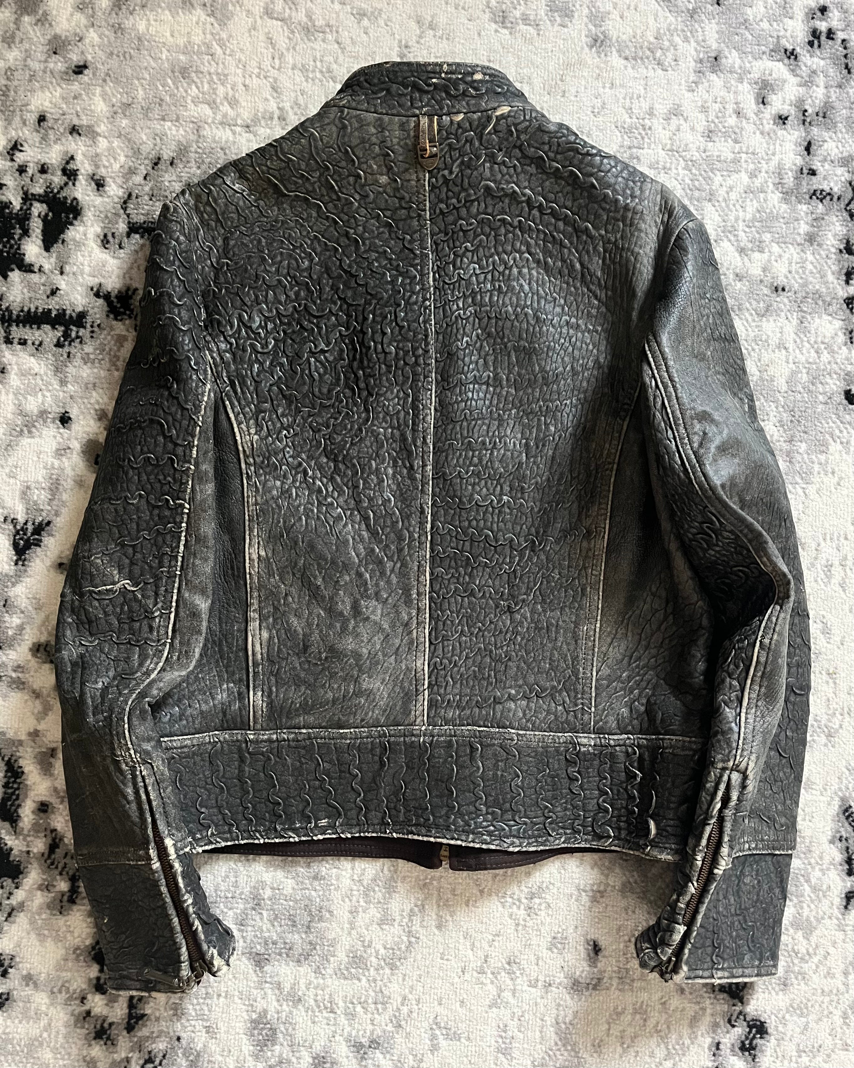 00s Cavalli 傷だらけの生革ジャケット (M)