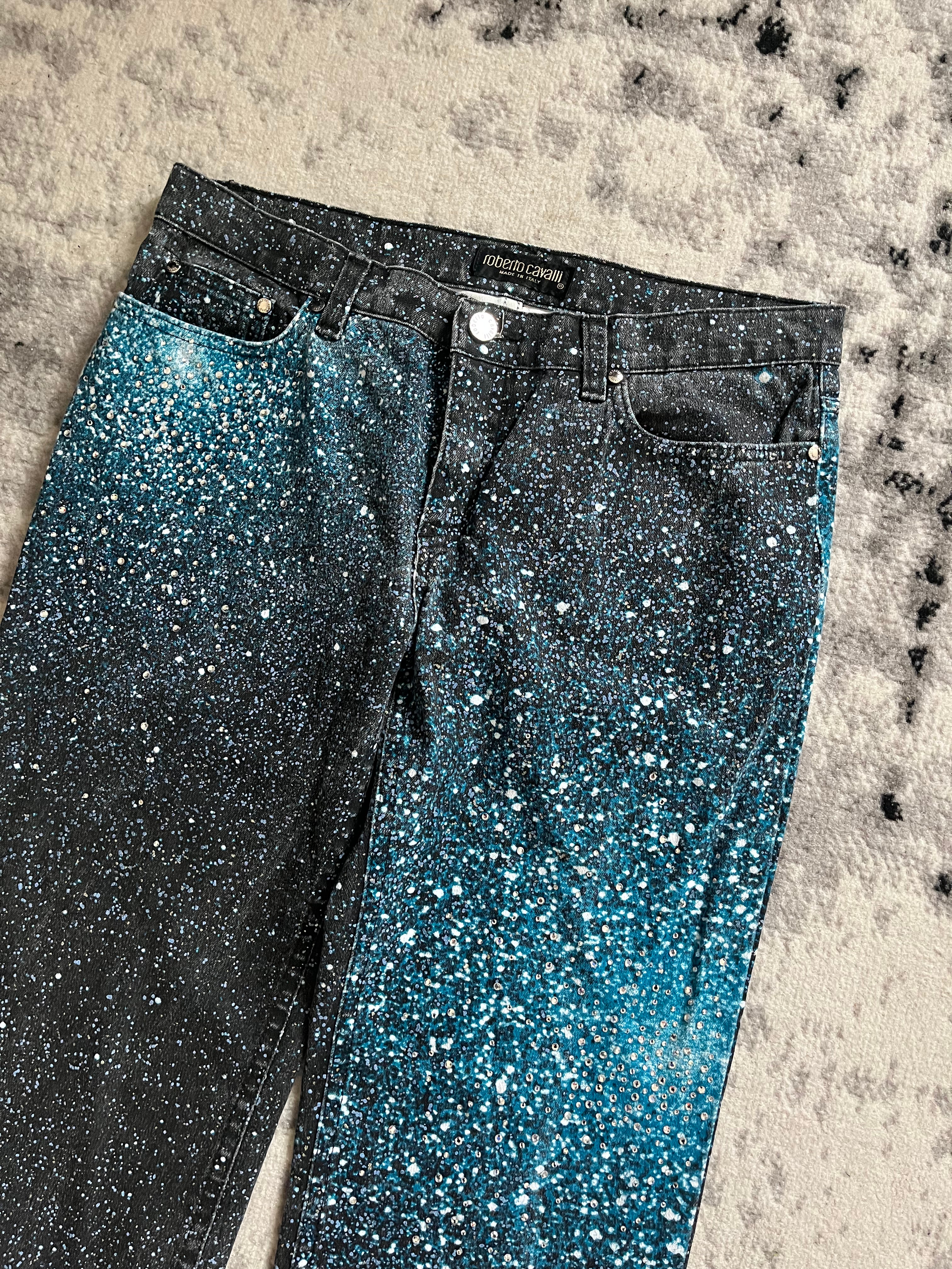 Roberto Cavalli Galaxy Expansion Blue Pants (M)