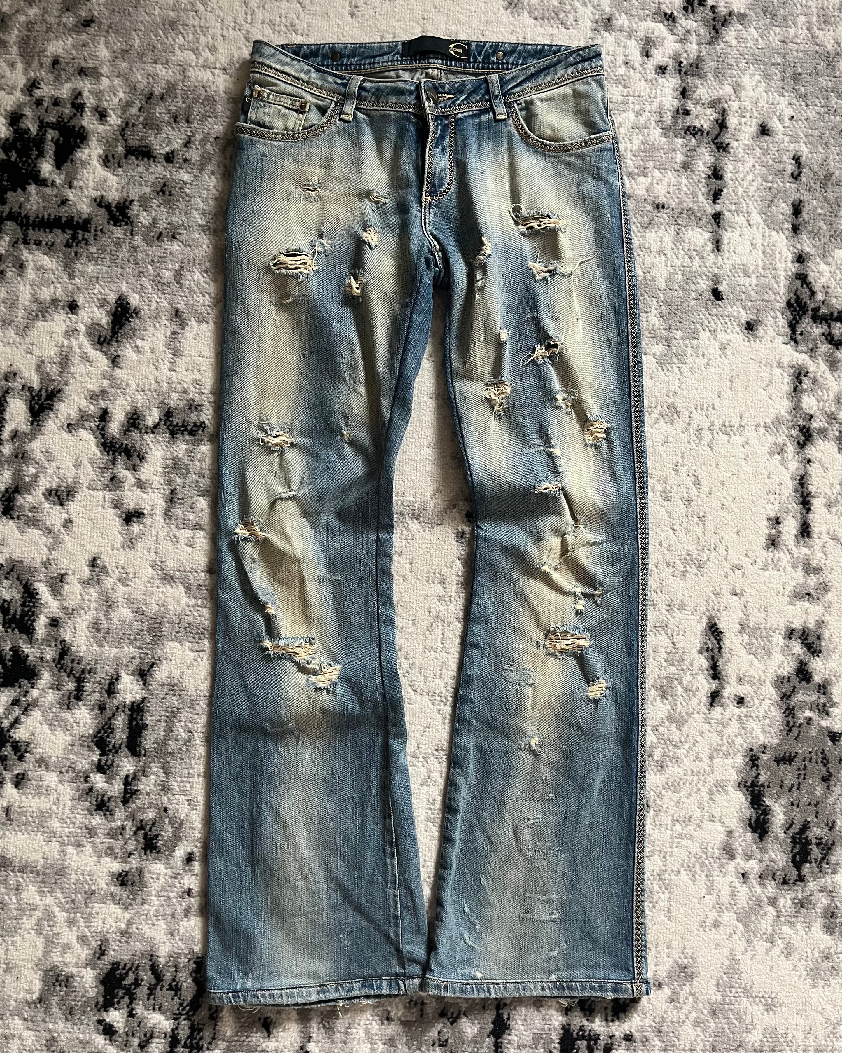 AW2005 Cavalli Blue Distressed Jeans