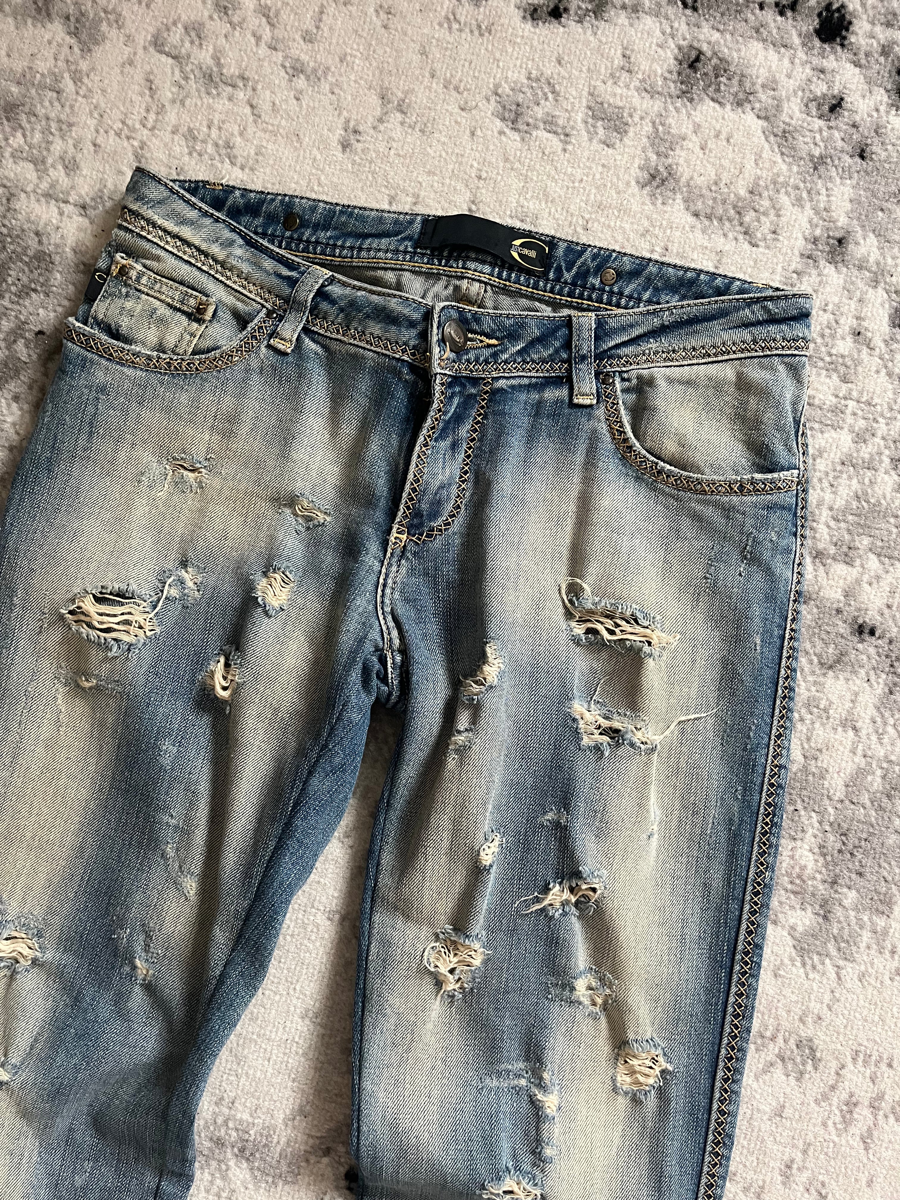 AW2005 Cavalli Blue Distressed Jeans