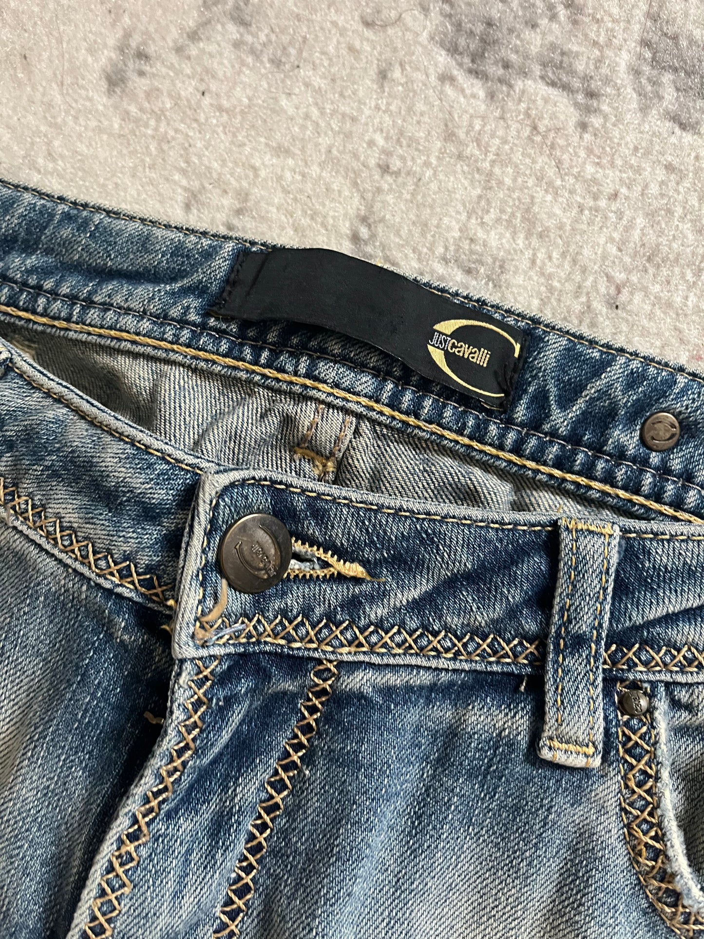 AW2005 Cavalli 蓝色仿旧牛仔裤 (S)