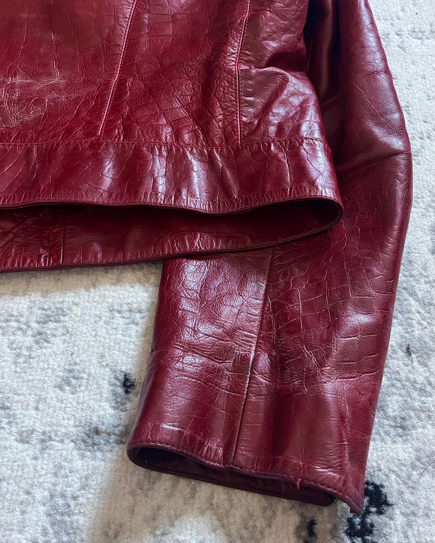 FW2000 Roberto Cavalli Crocodile Red Leather Jacket (M)