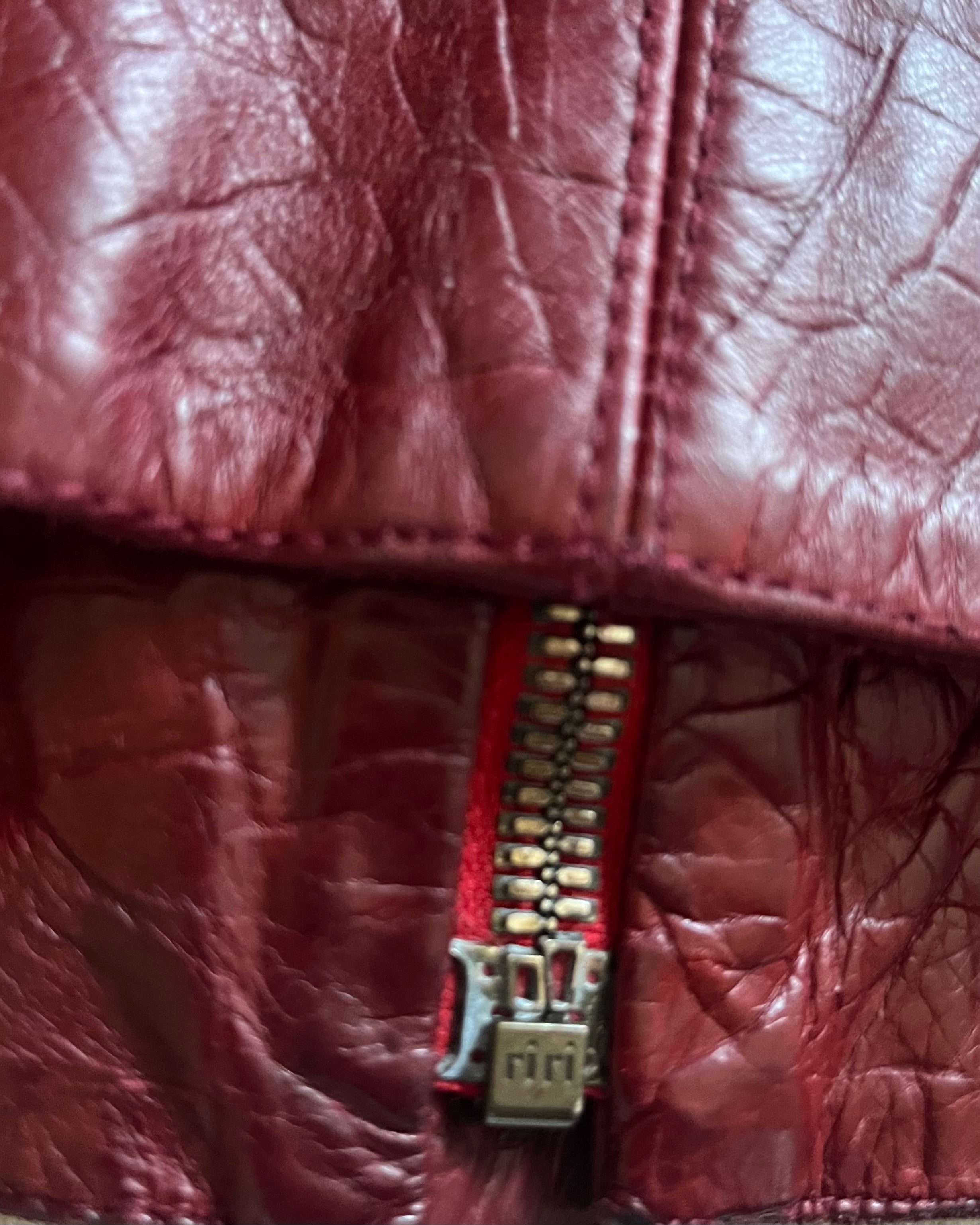FW2000 Roberto Cavalli Crocodile Red Leather Jacket (M)