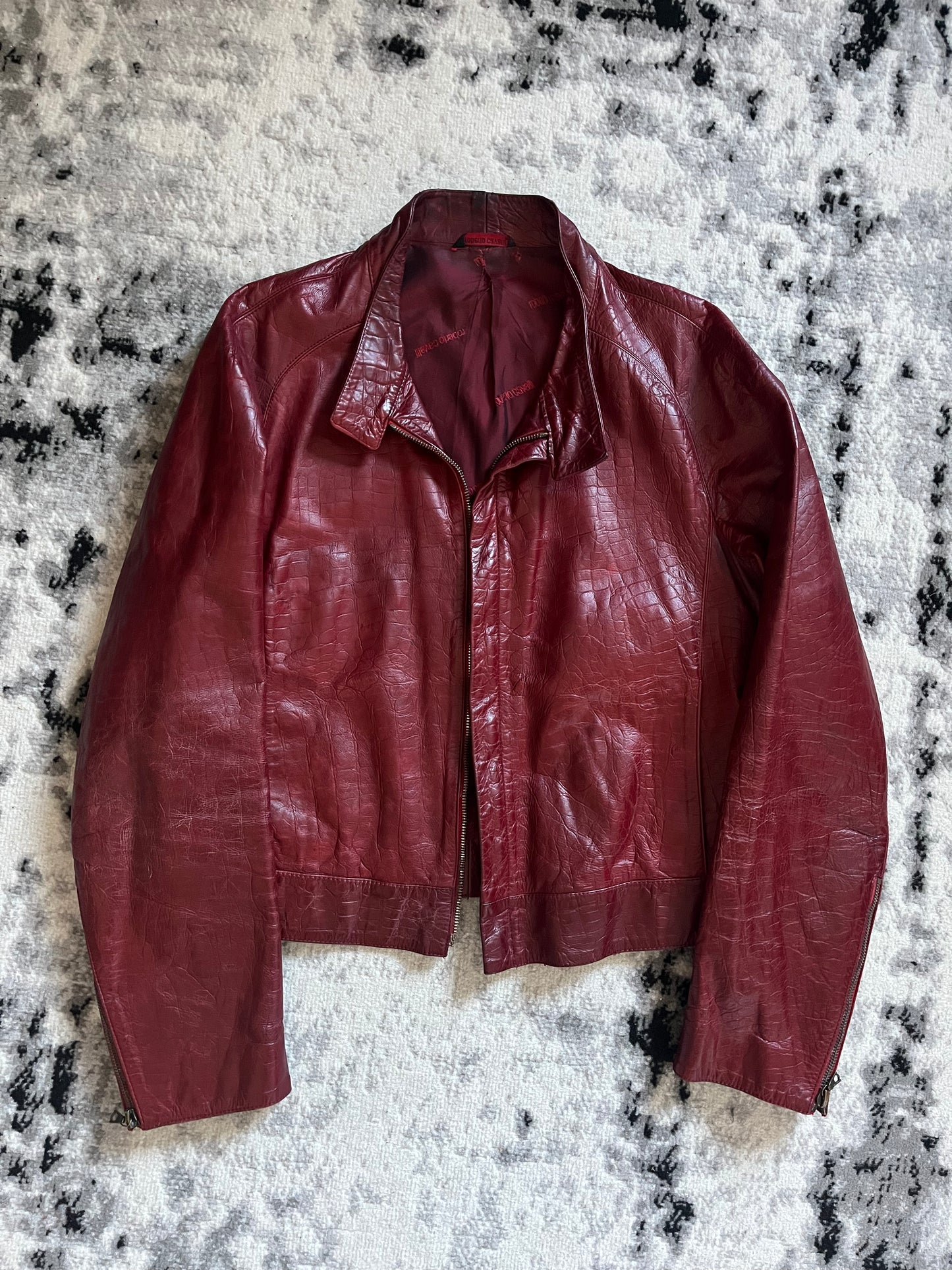 FW2000 Roberto Cavalli Crocodile Red Leather Jacket (M)