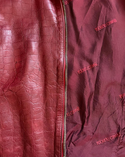 FW2000 Roberto Cavalli Crocodile Red Leather Jacket (M)