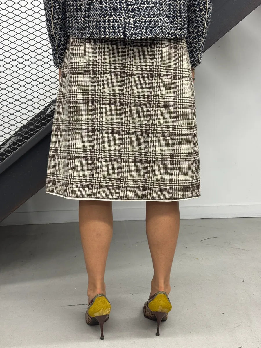 Prada Grey Wool Contrast Panel Skirt gnYBRkj 2