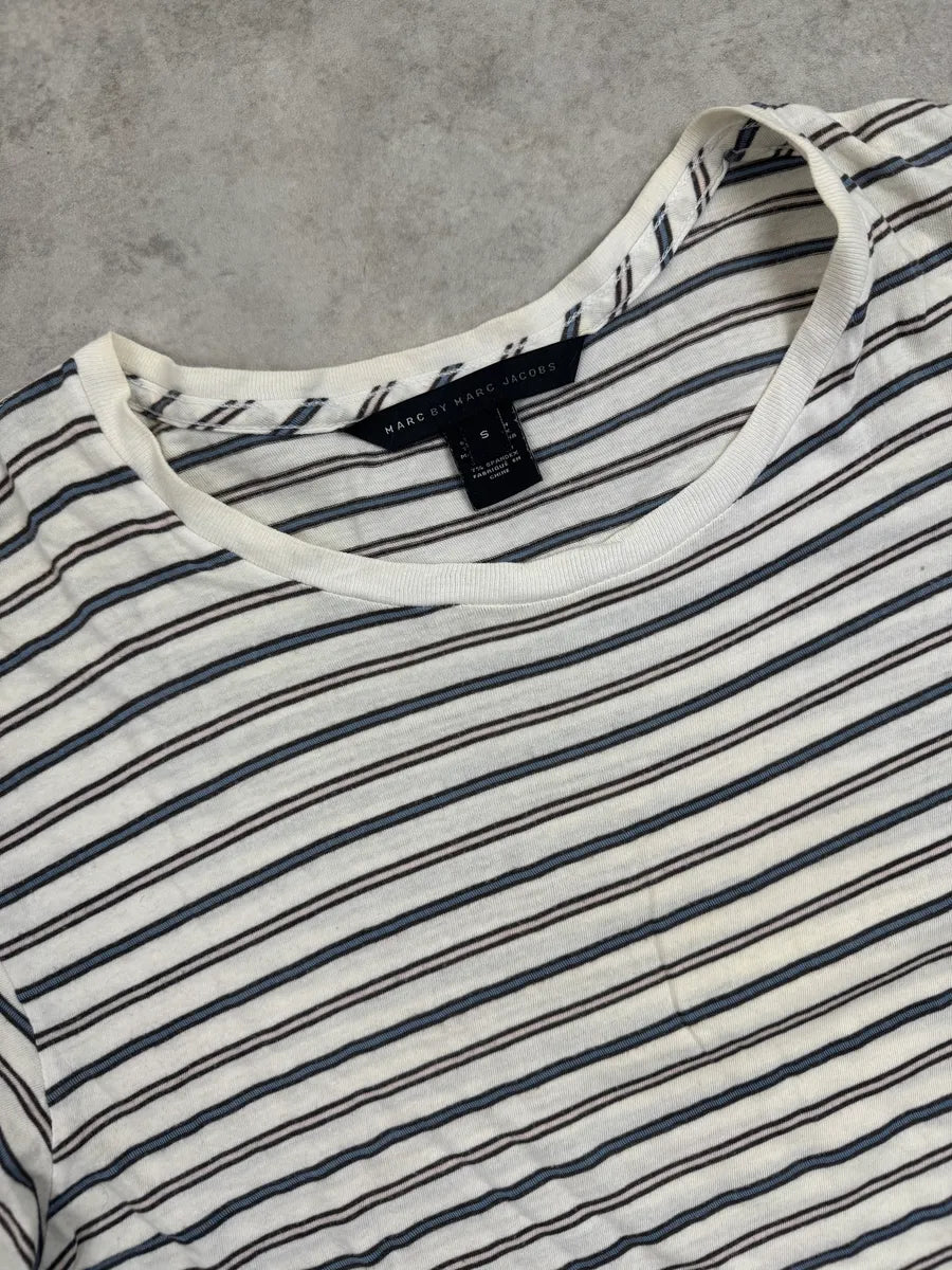 Marc by Marc Jacobs Off-White Cotton Striped T-Shirt hRBHrohh 6