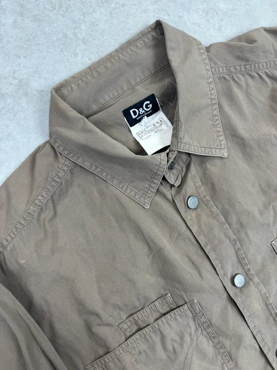 SS2003 Dolce & Gabbana Taupe Military Utility Pocket Shirt GeaABDVL 8