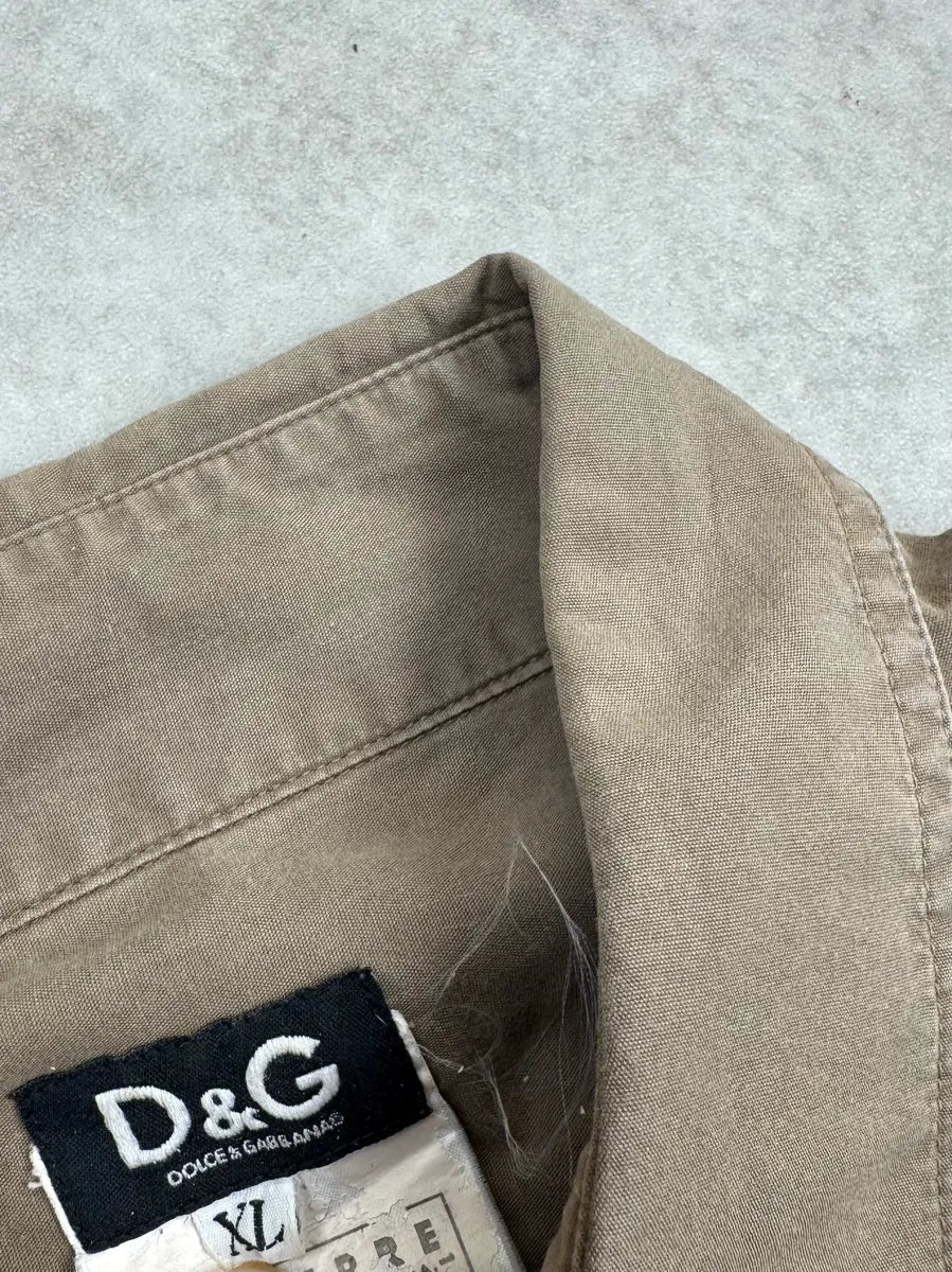 SS2003 Dolce & Gabbana Taupe Military Utility Pocket Shirt GeaABDVL 10