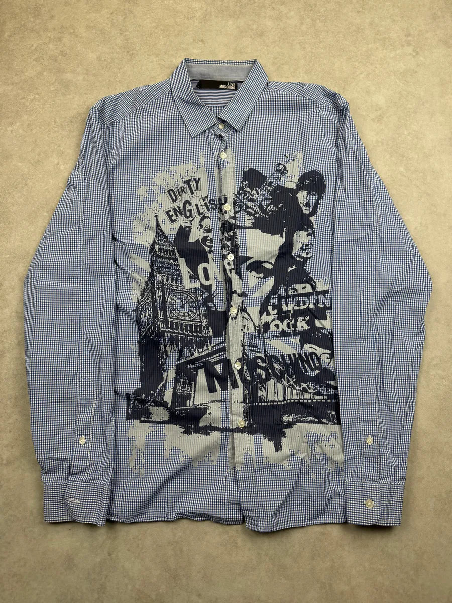 Love Moschino Blue Graphic Logo Shirt DLmuyycq 2