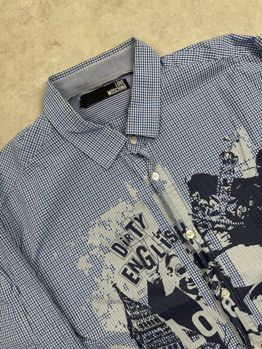 Love Moschino Blue Graphic Logo Shirt DLmuyycq 8