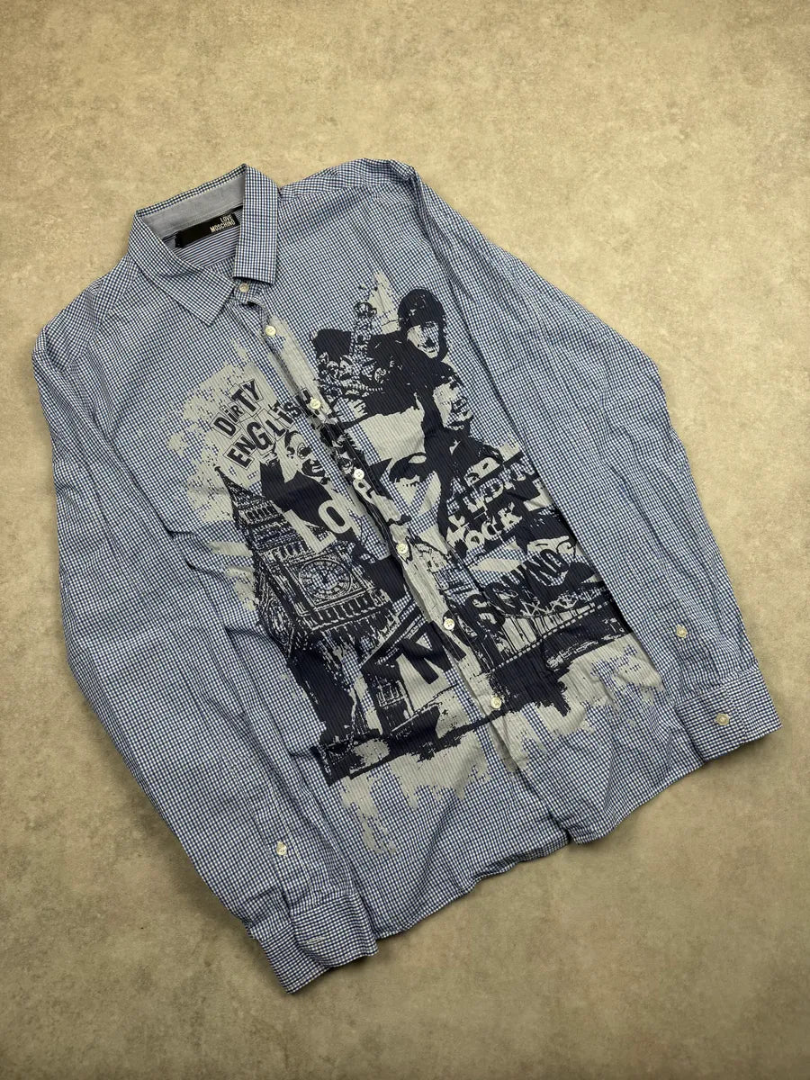 Love Moschino Blue Graphic Logo Shirt DLmuyycq 3
