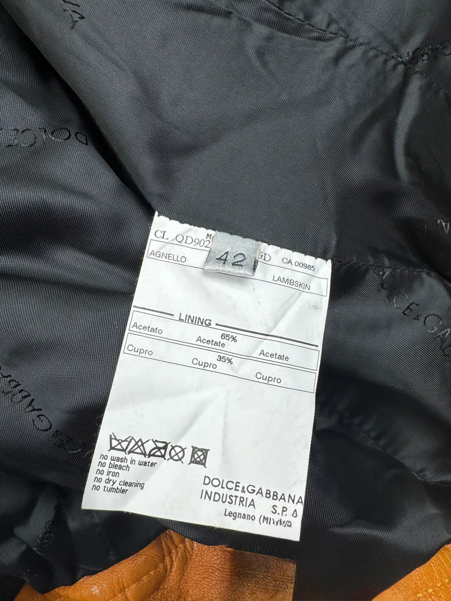 2000s Dolce & Gabbana Orange Leather Moto Leather Jacket kiyySeCt 11