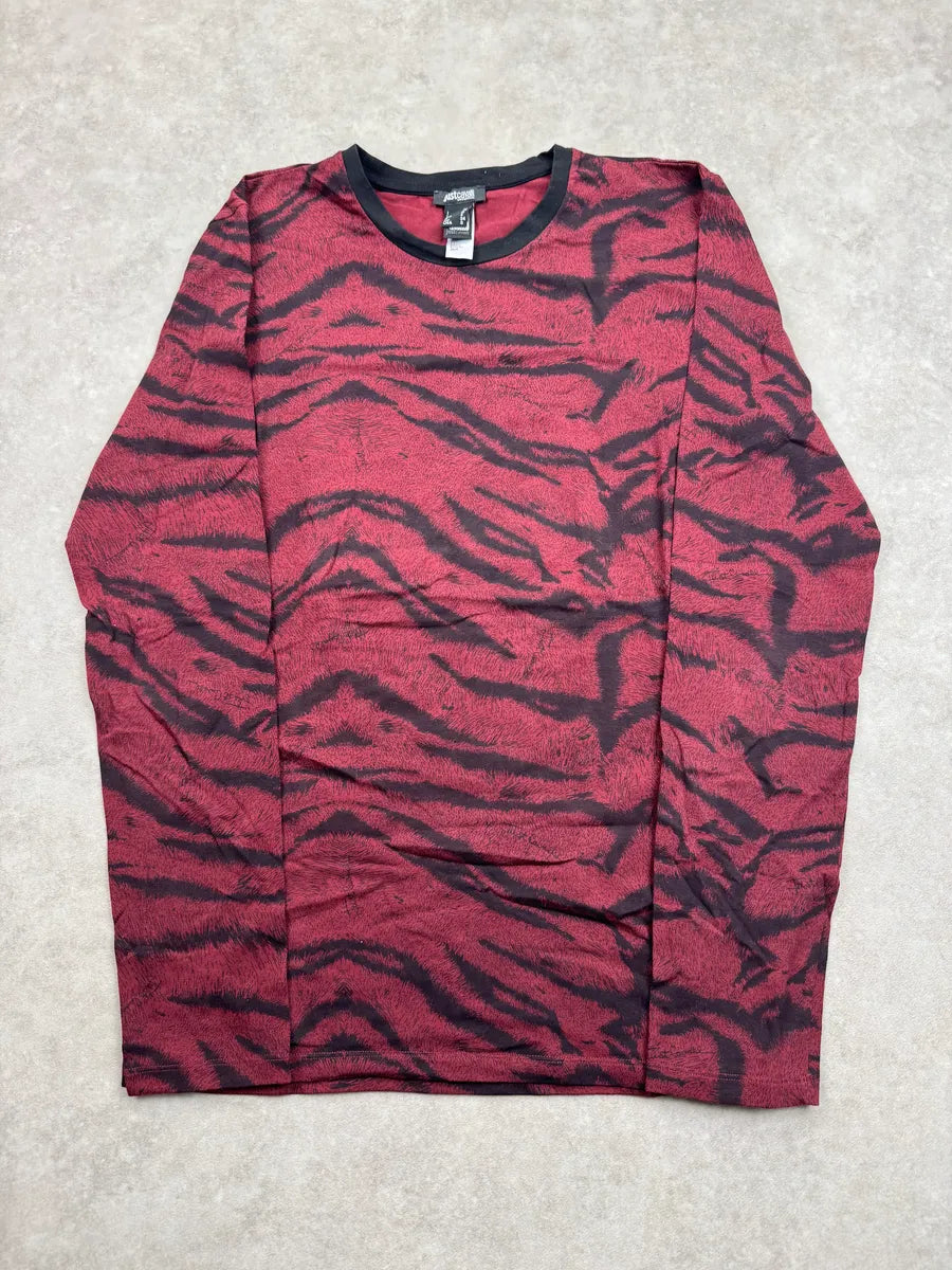 2010s Cavalli Red Striped Animal-Print Longsleeve OirLOea 0